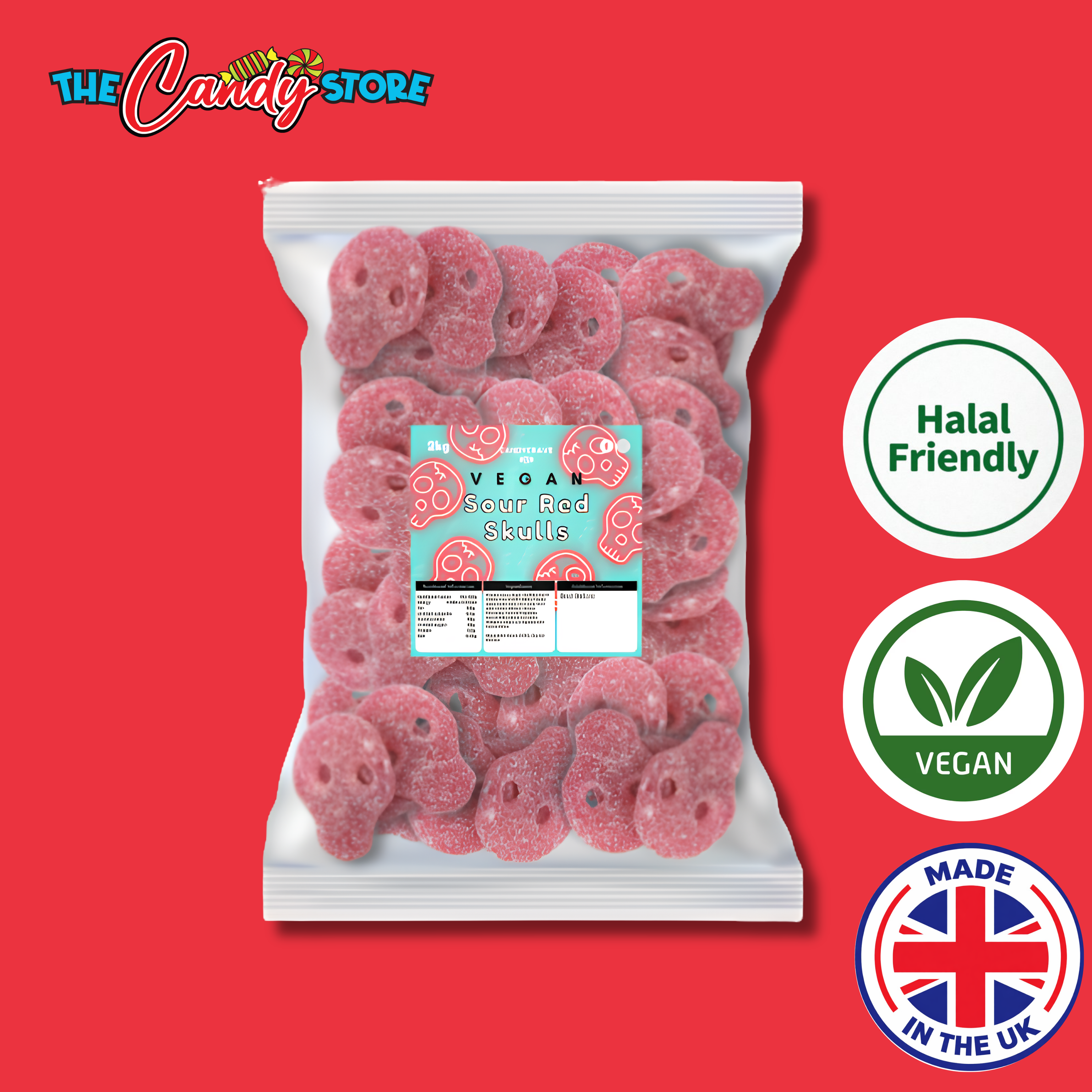 Candycrave Vegan Fizzy Red Skulls 2kg