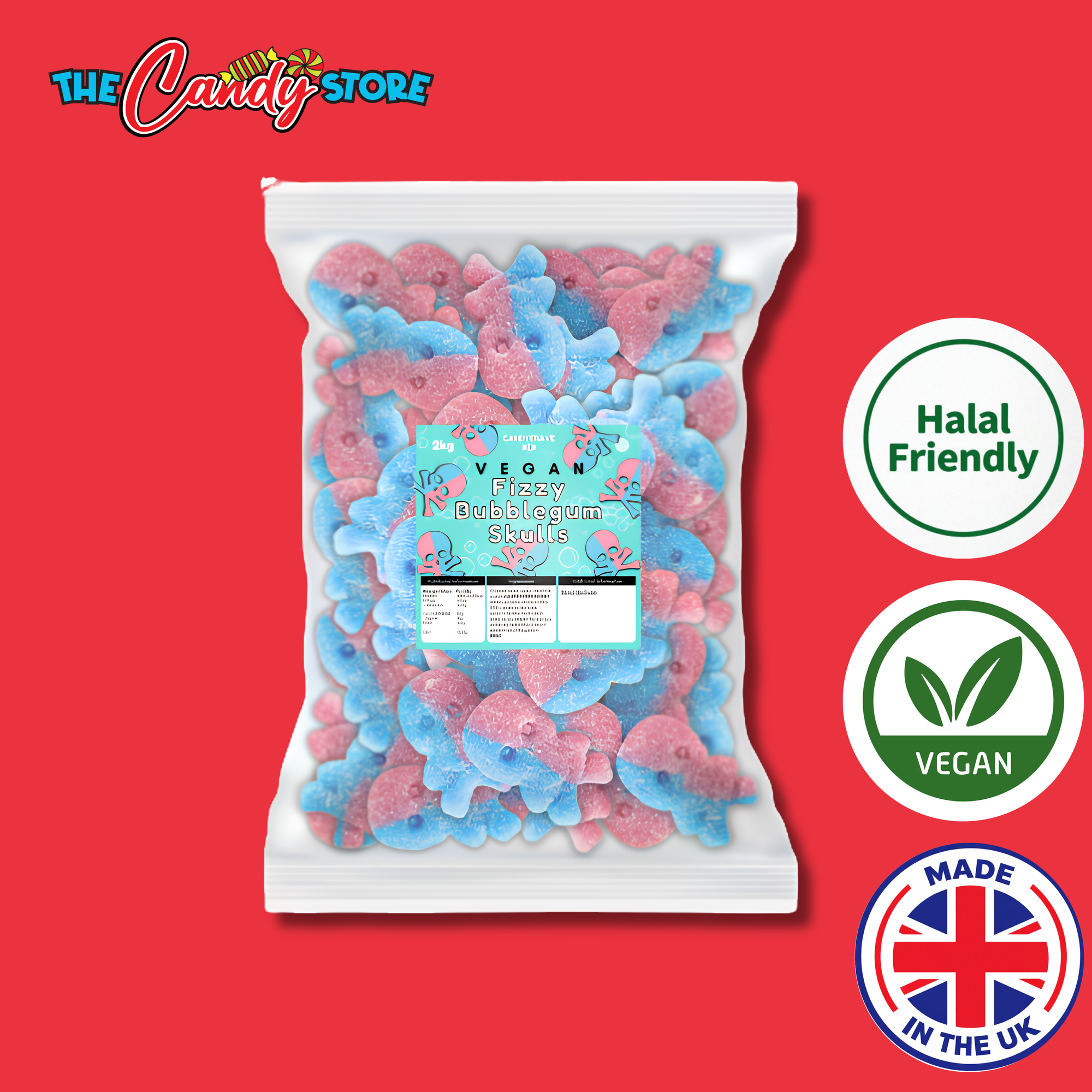 Candycrave Vegan Fizzy Bubblegum Skulls 2kg