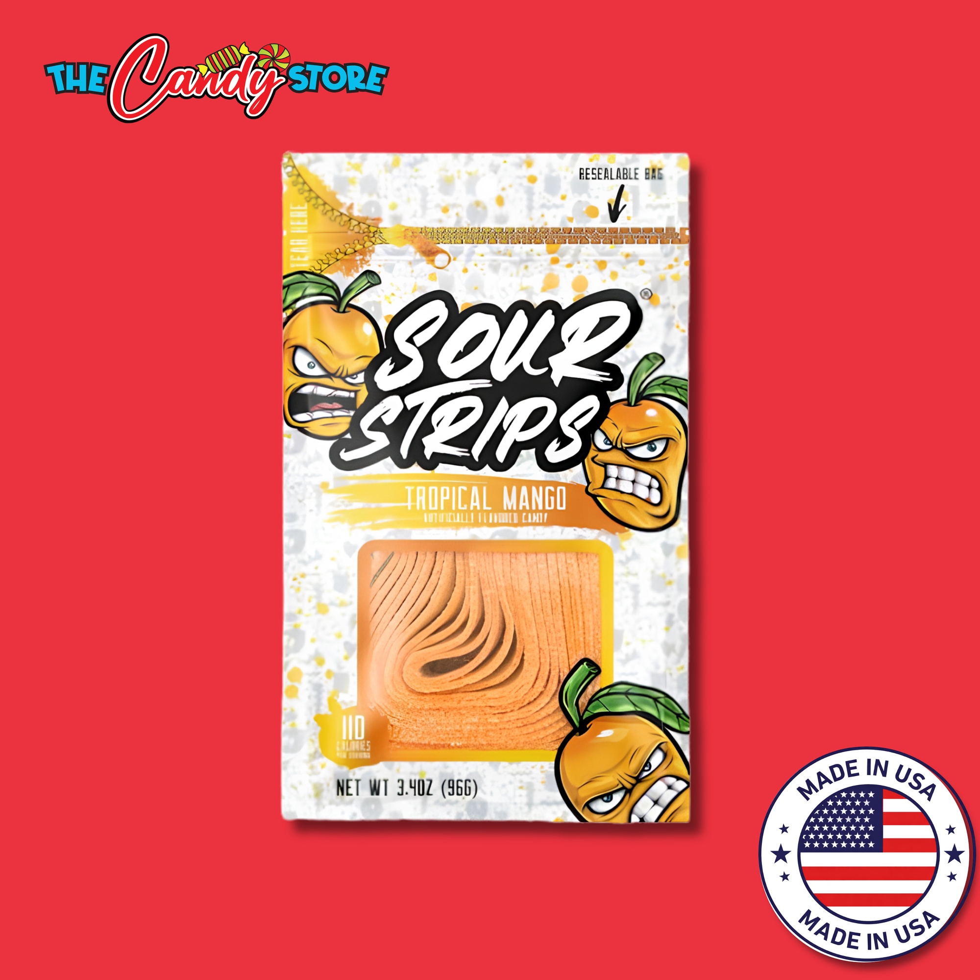 Sour Strips Tropical Mango Flavoured Peg Bag