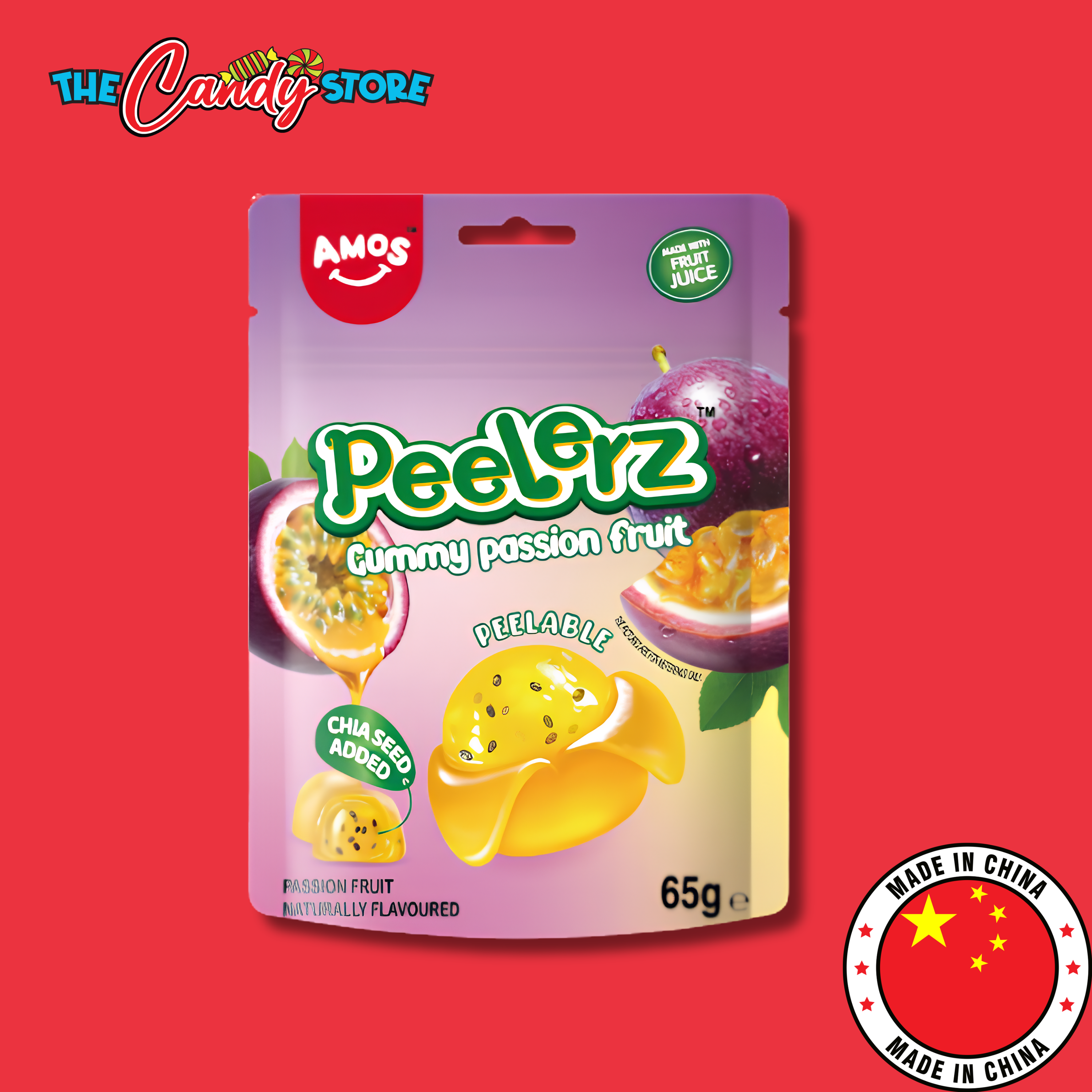 Amos Peelerz Gummy Passion Fruit Flavour Pouch