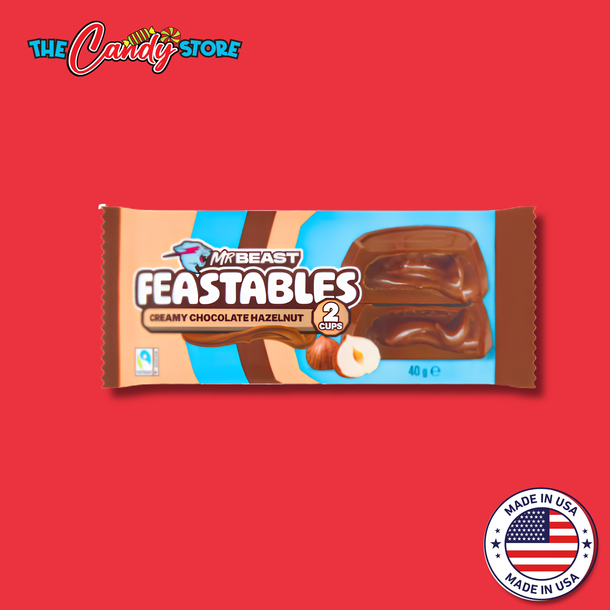 Mr Beast Feastables 2 Creamy Chocolate Hazelnut Cups
