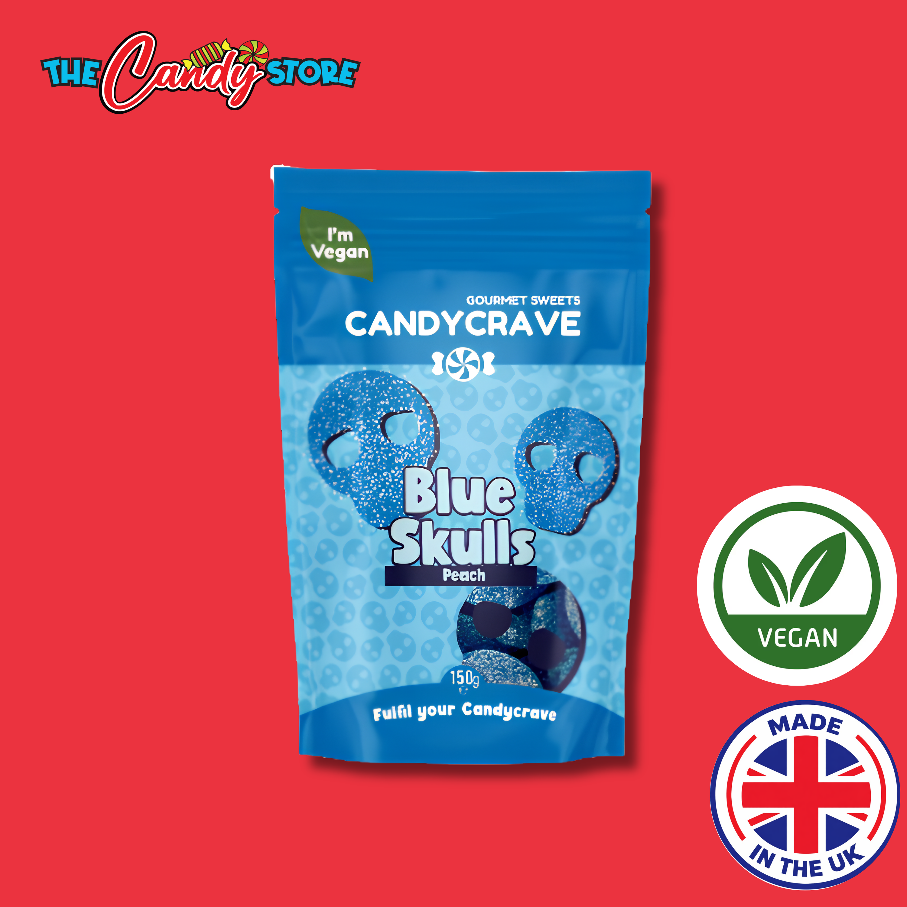 Candycrave Blue Skulls Peach Pouch