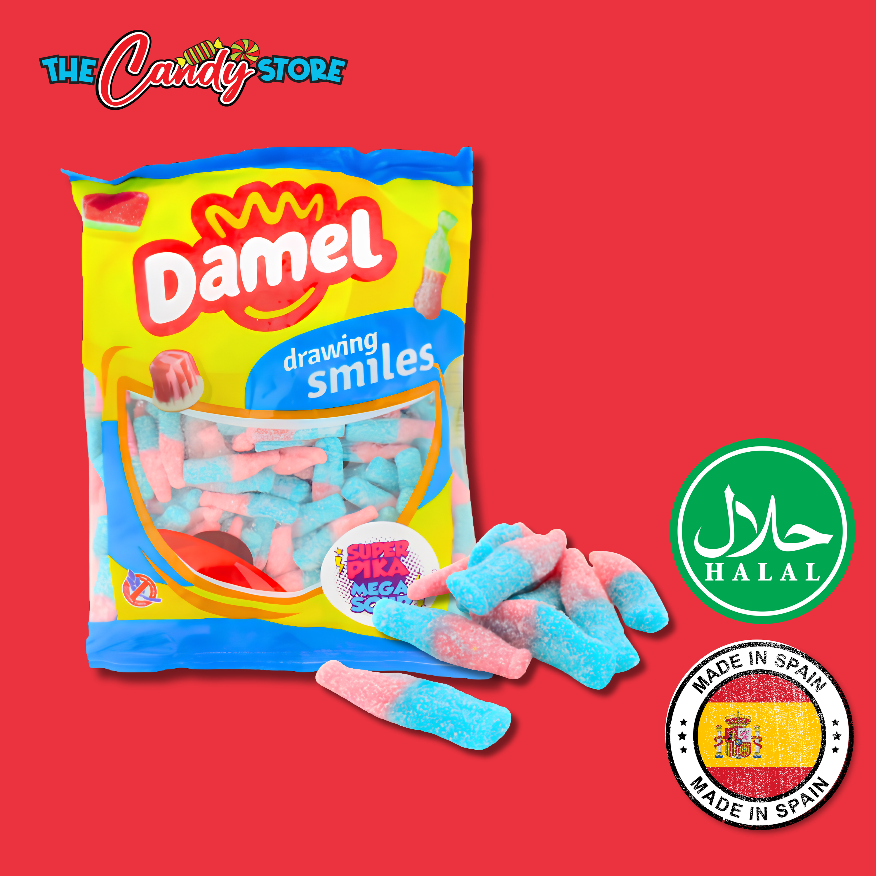Damel Mega Sour Bubblegum Bottles Bag