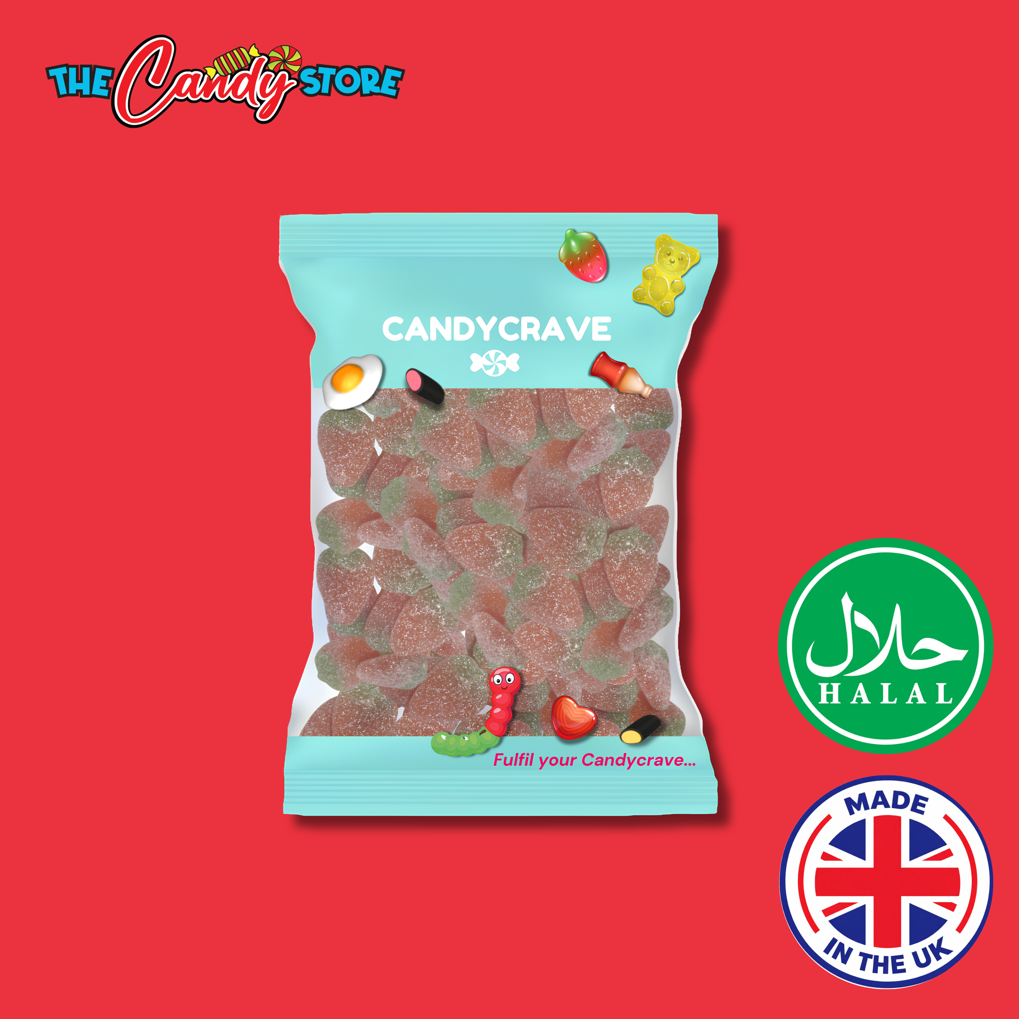 Candycrave Super Value Fizzy Strawberries 1kg