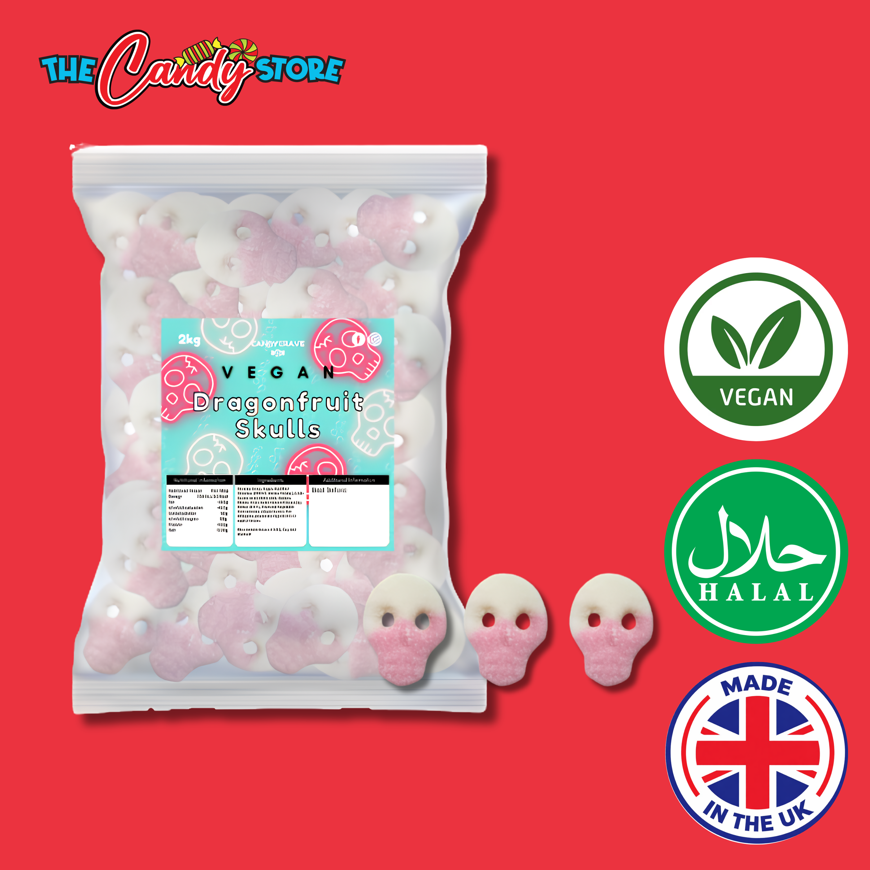 Candycrave Vegan Fizzy Dragonfruit Skulls 2kg