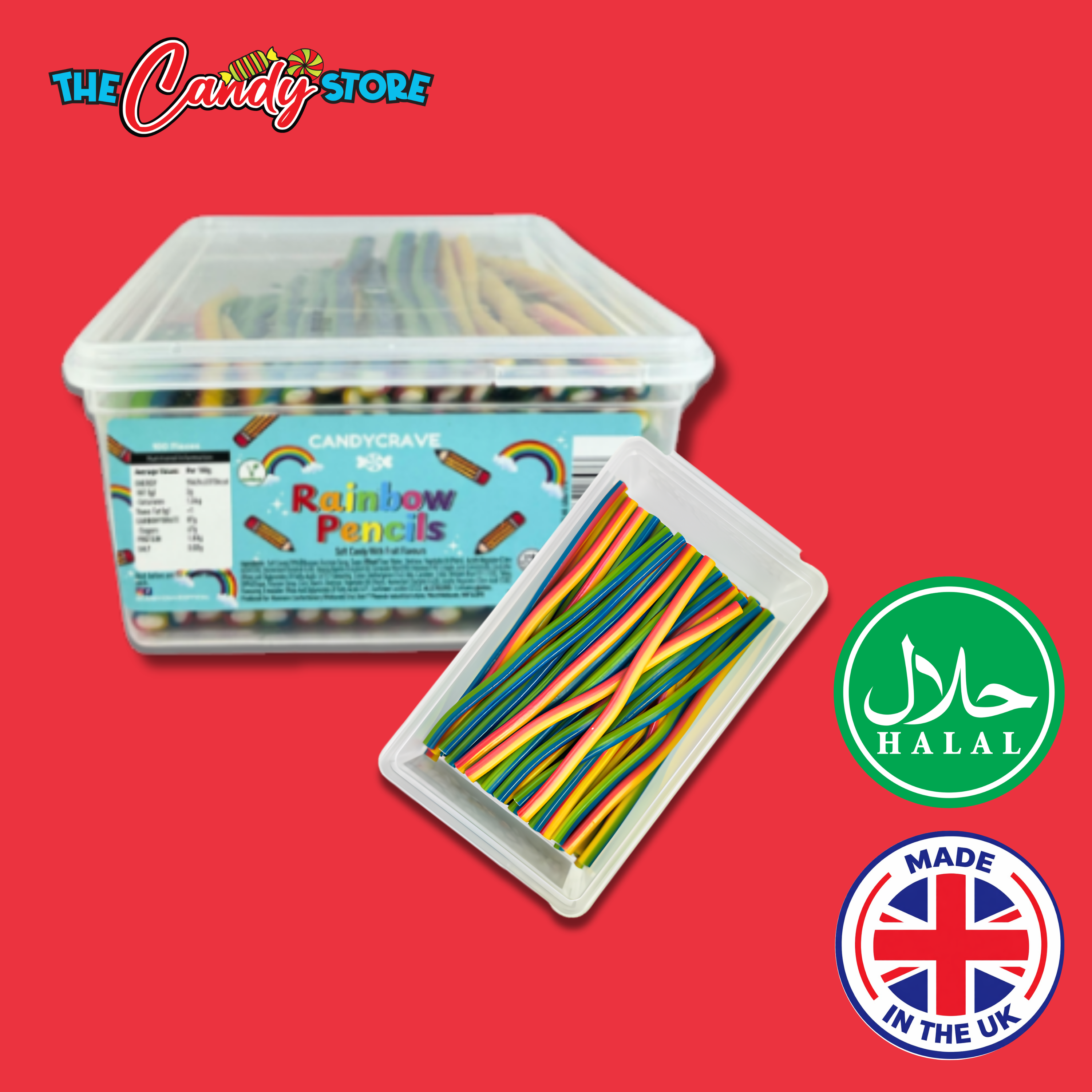 Candycrave Rainbow Pencils Tub 100 Count