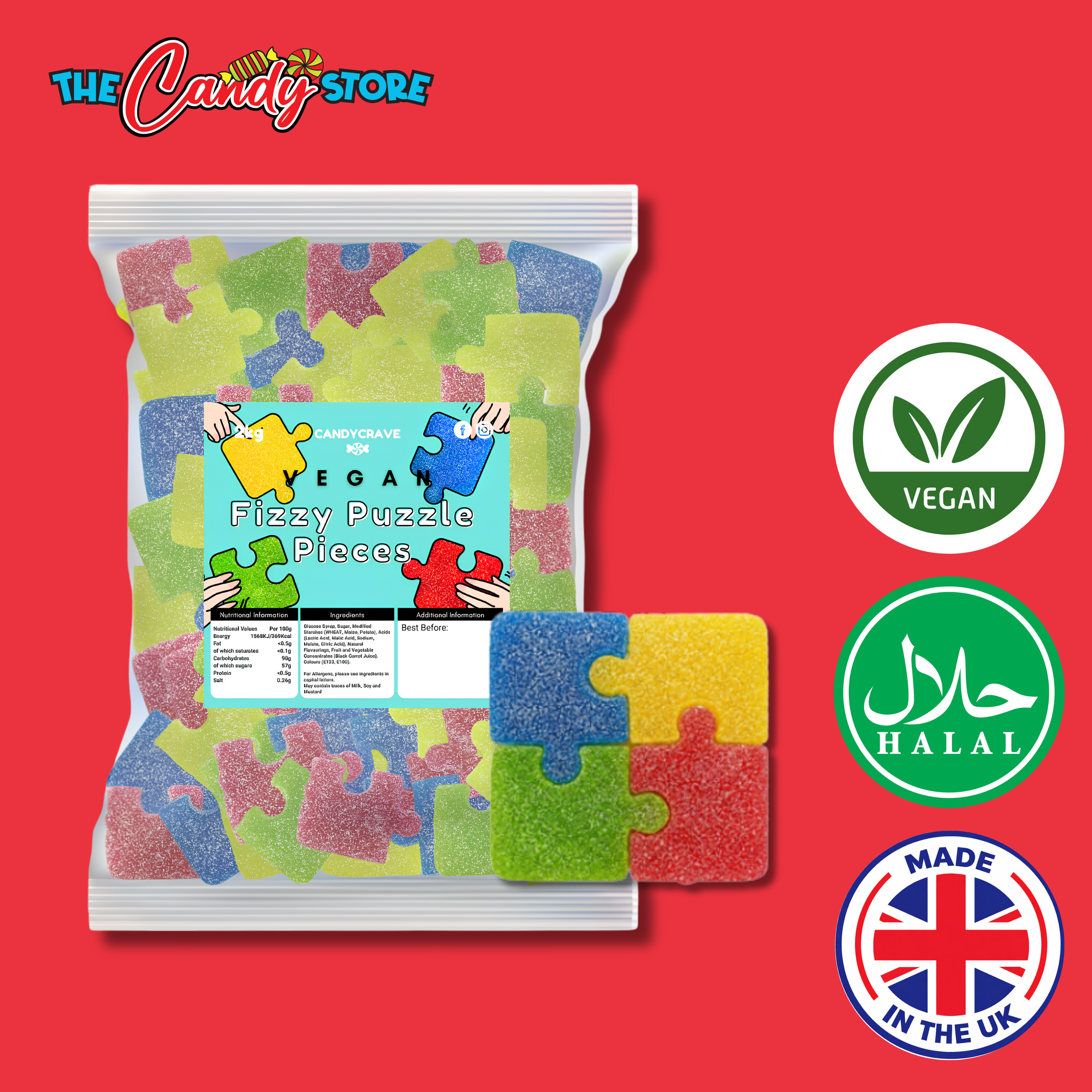 Candycrave Vegan Fizzy Puzzle Pieces 2kg