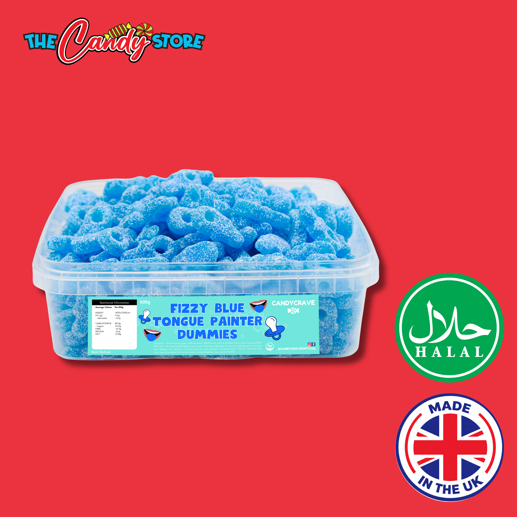 Candycrave Fizzy Blue Tongue Painter Dummies Tub 600g