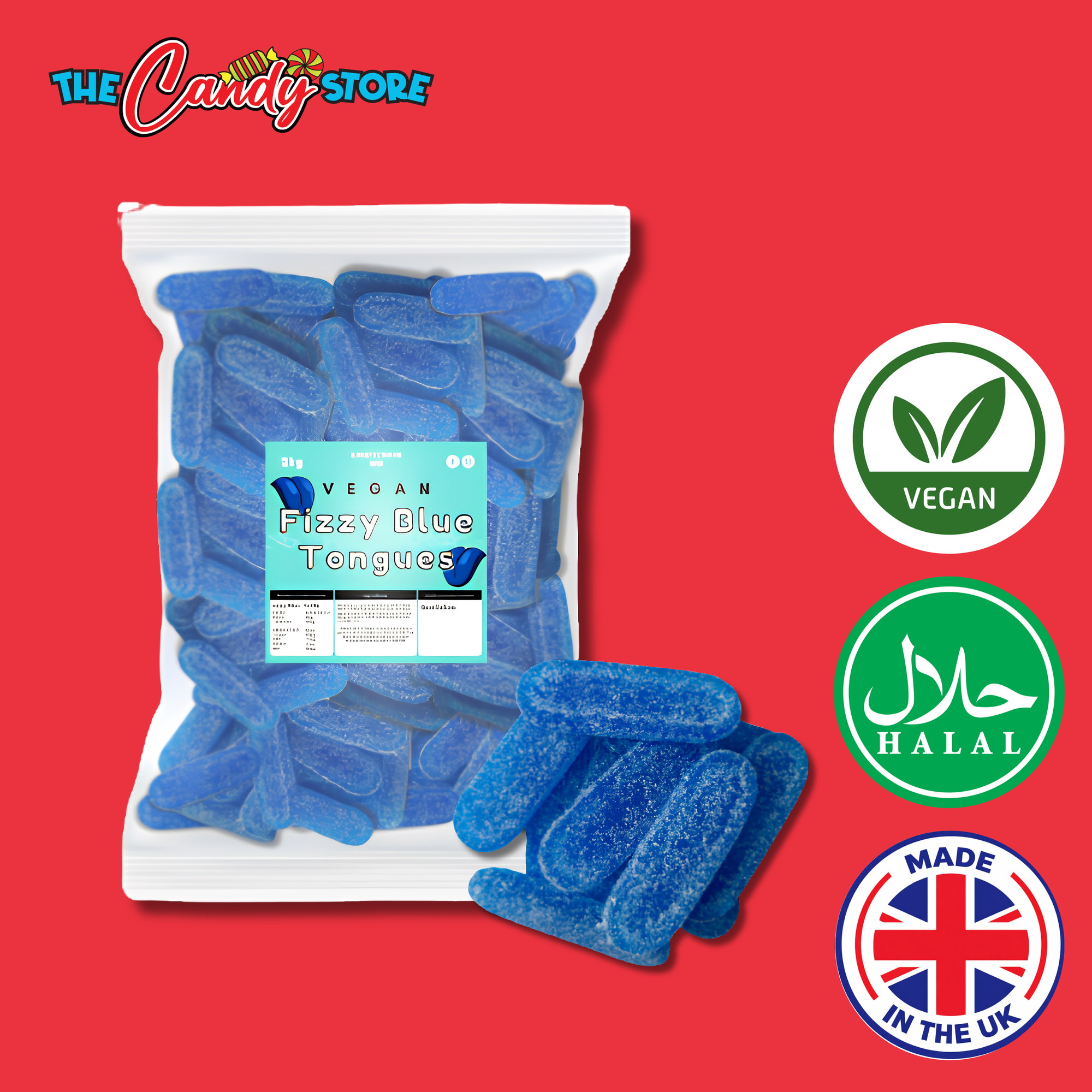 Candycrave Vegan Fizzy Blue Tongues 2kg
