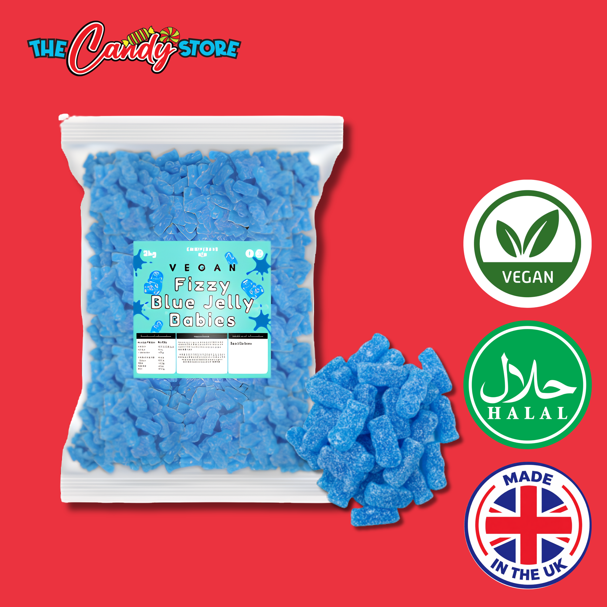 Candycrave Vegan Fizzy Blue Jelly Babies 2kg