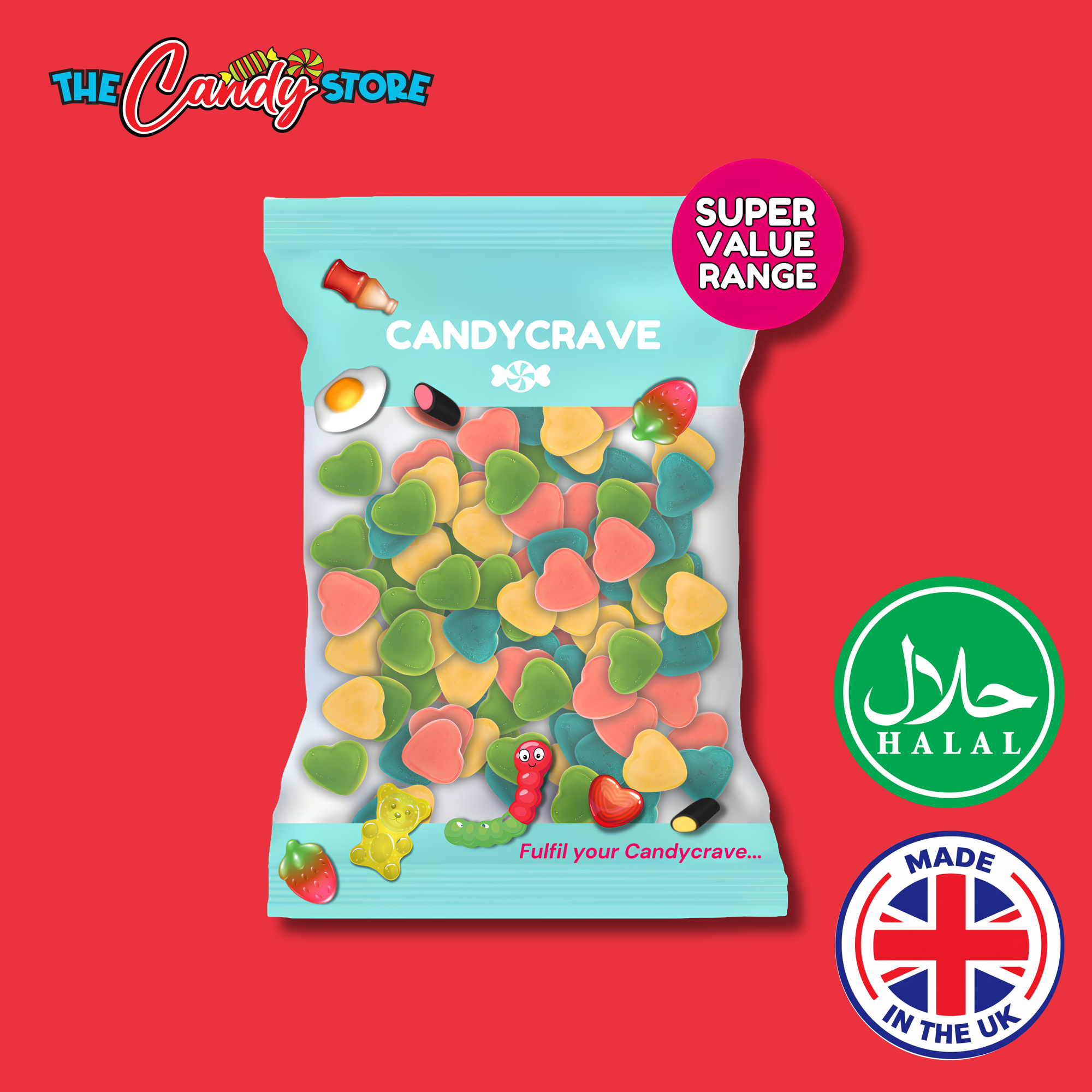 Candycrave Super Value Multicolour Hearts 1kg
