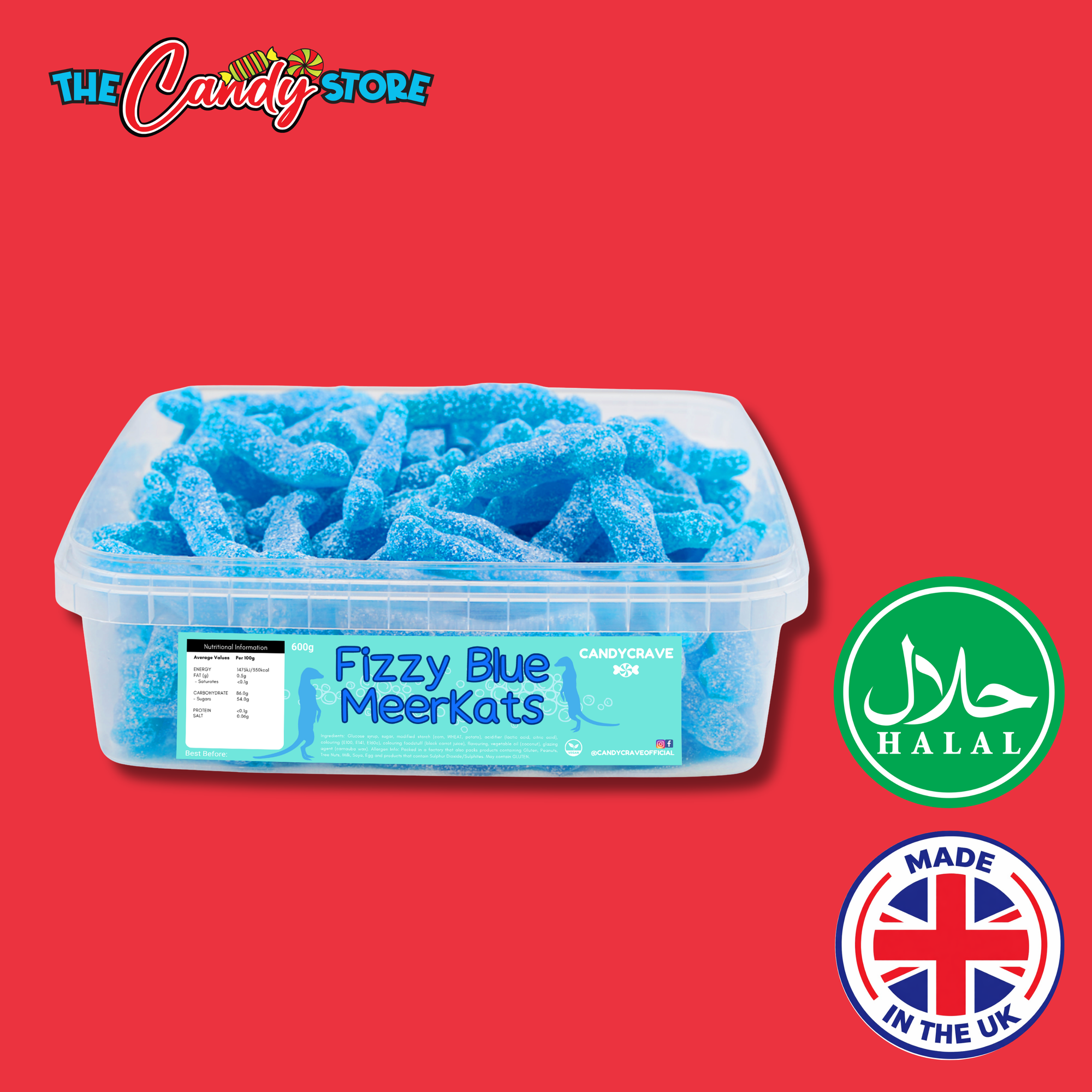 Candycrave Fizzy Blue Meerkats Tub 600g