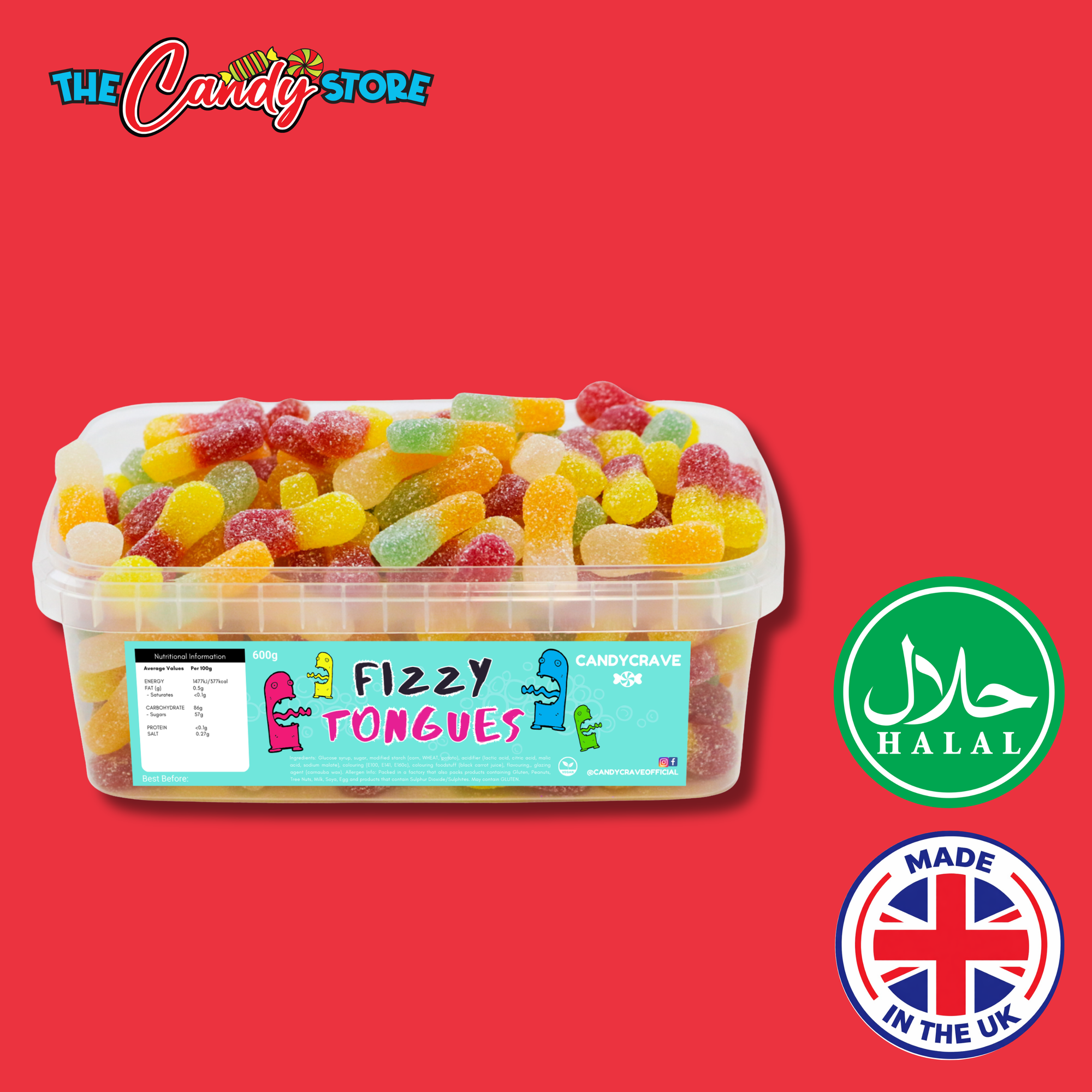 Candycrave Fizzy Tongues Tub 600g