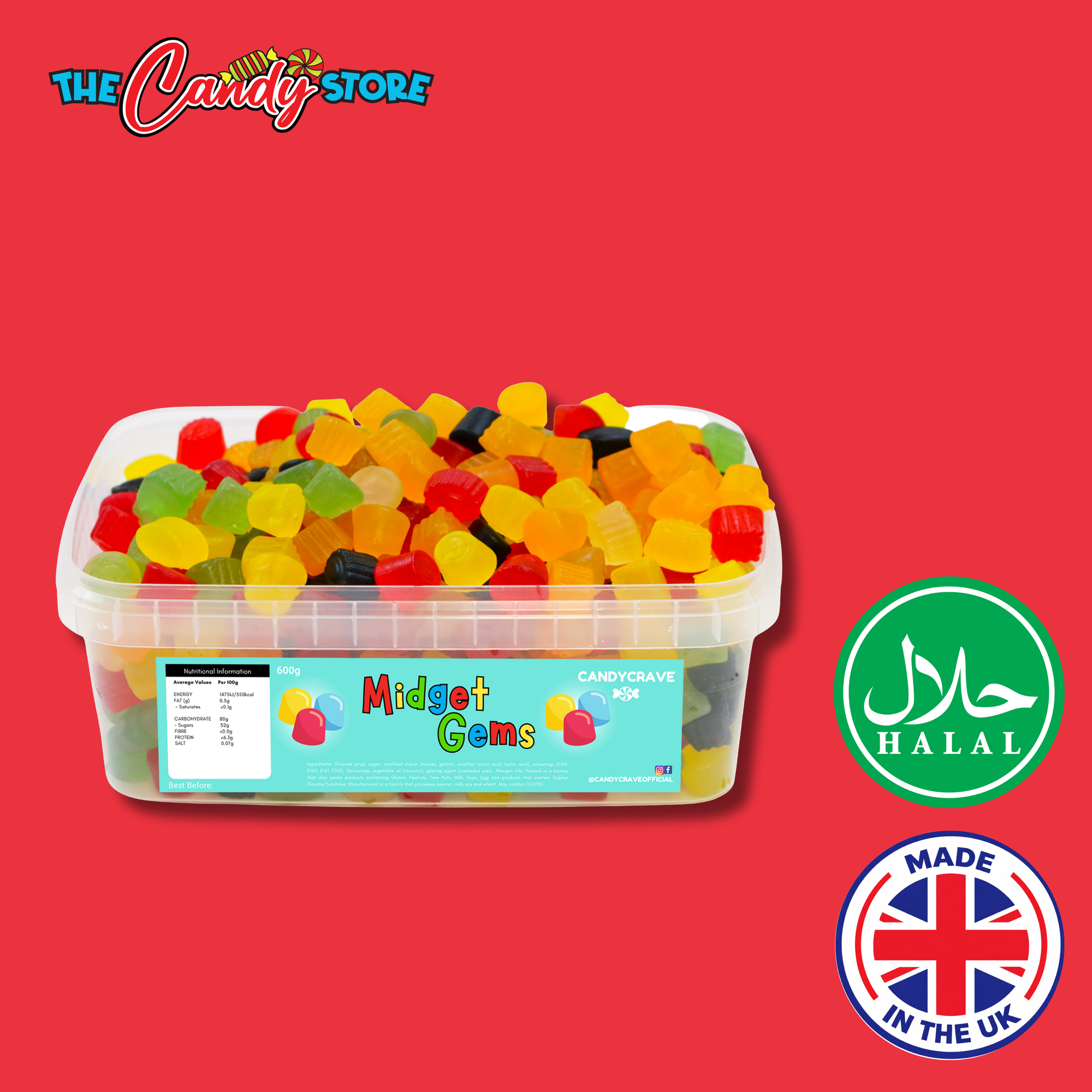 Candycrave Midget Gems Tub 600g