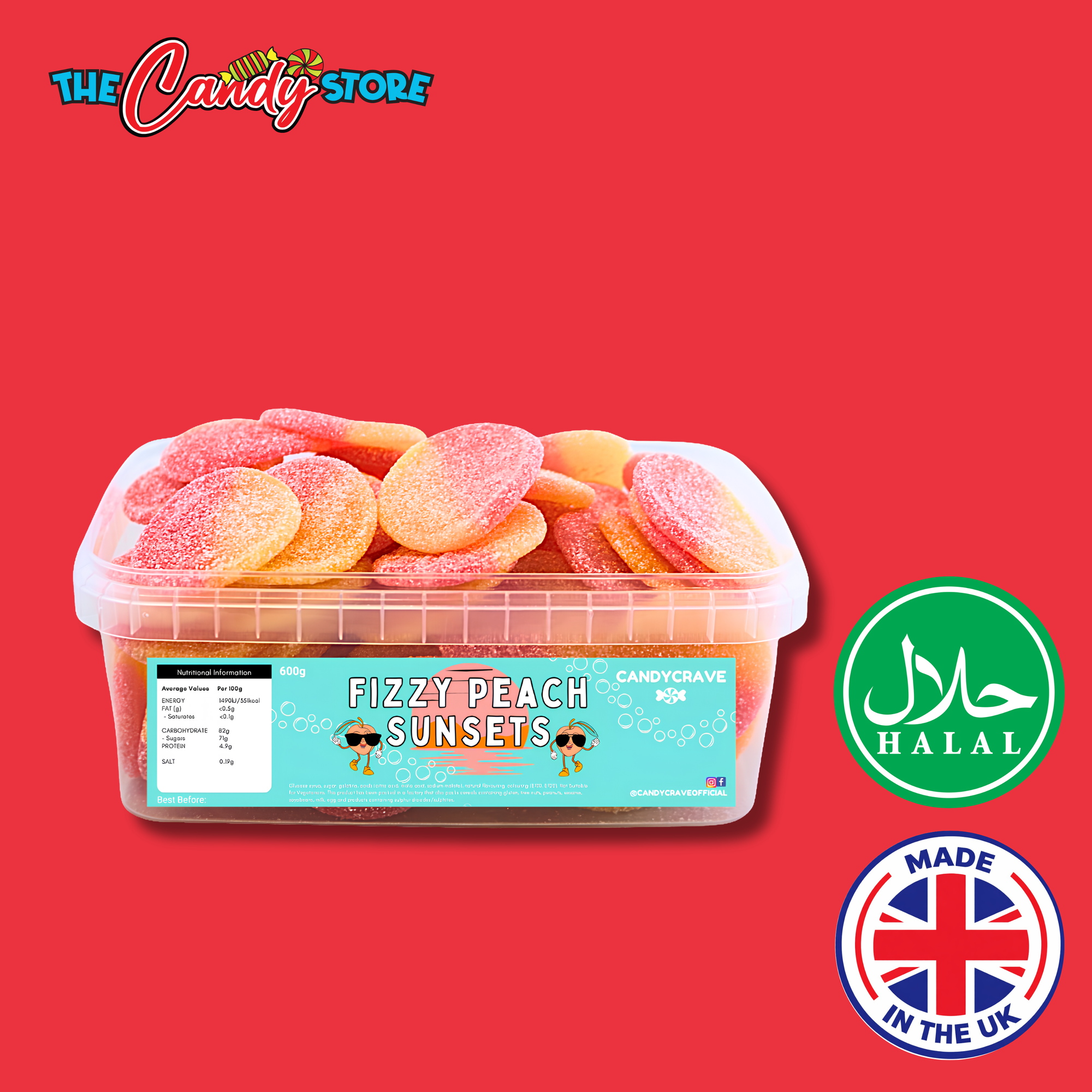 Candycrave Fizzy Peach Sunsets Tub 600g