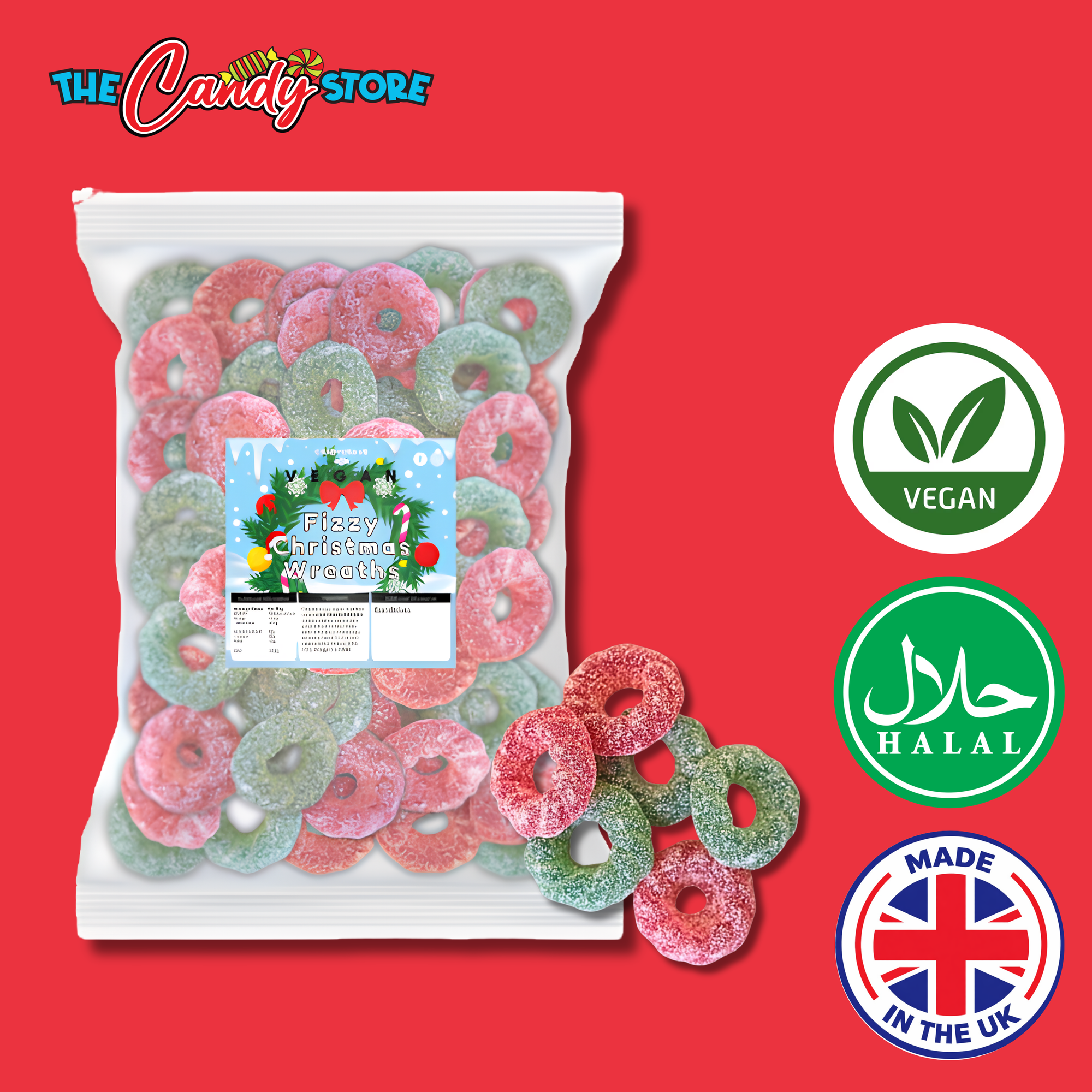 Candycrave Vegan Fizzy Christmas Wreaths 2KG