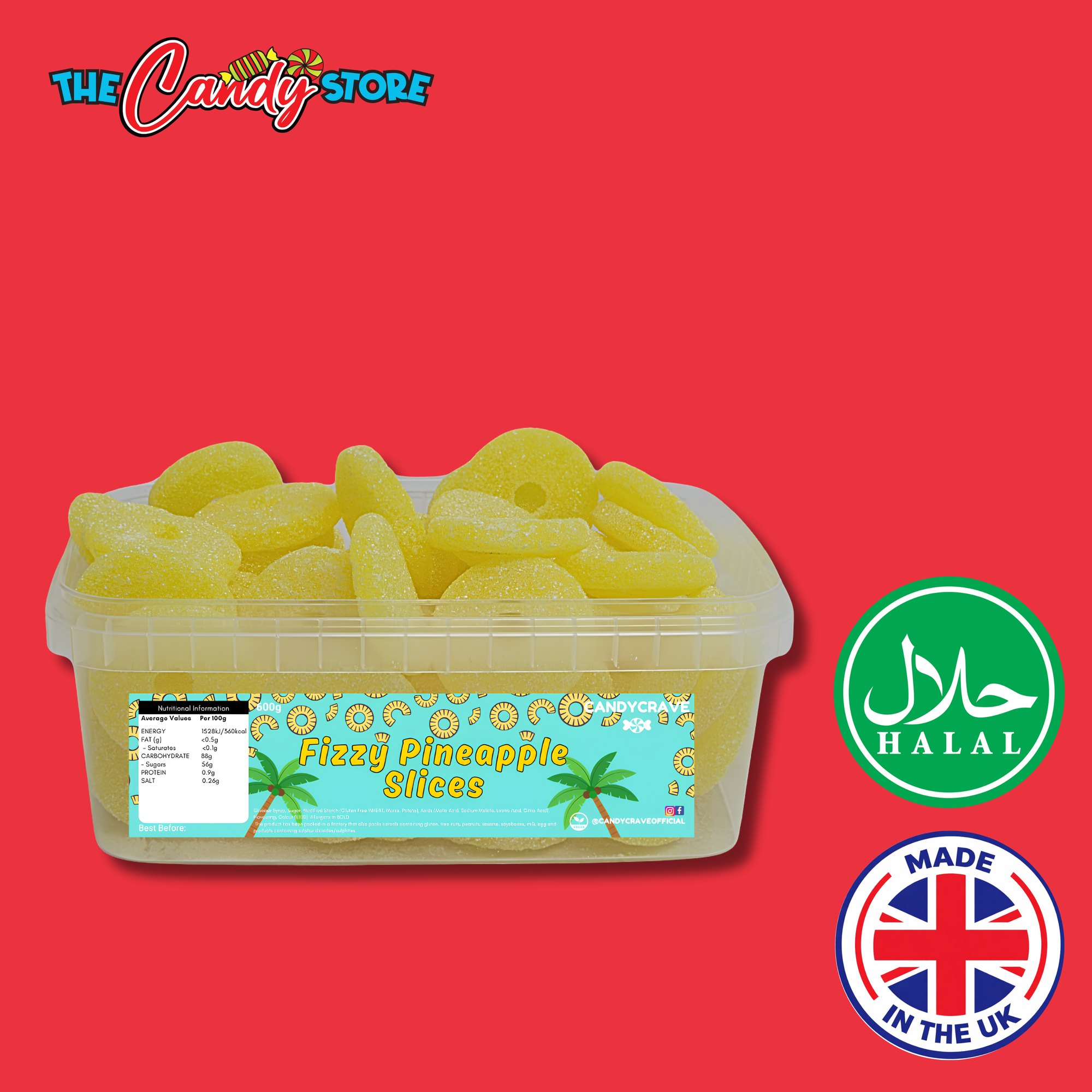 Candycrave Pineapple Slices Tub 600g