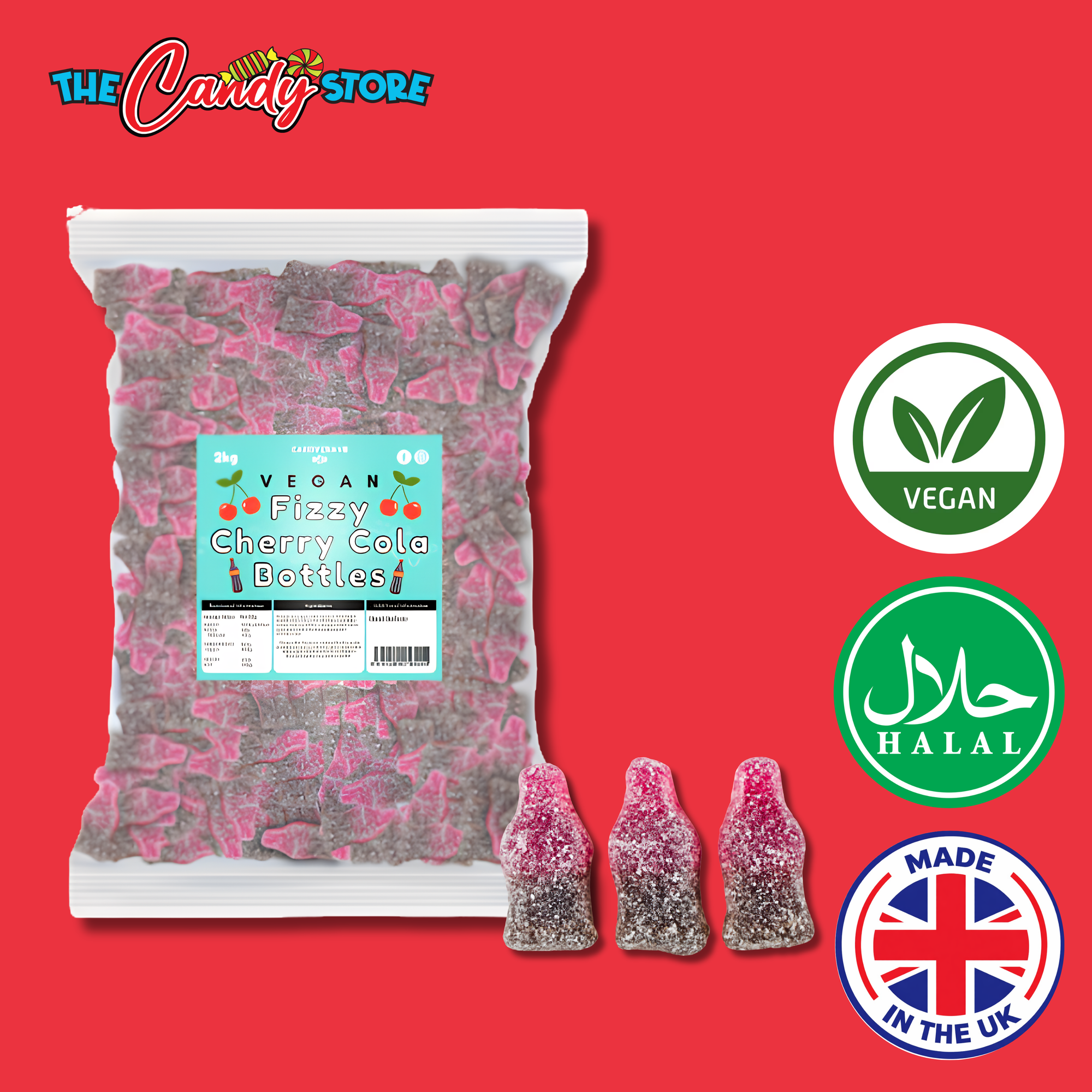 Candycrave Vegan Fizzy Cherry Cola Bottles 2kg