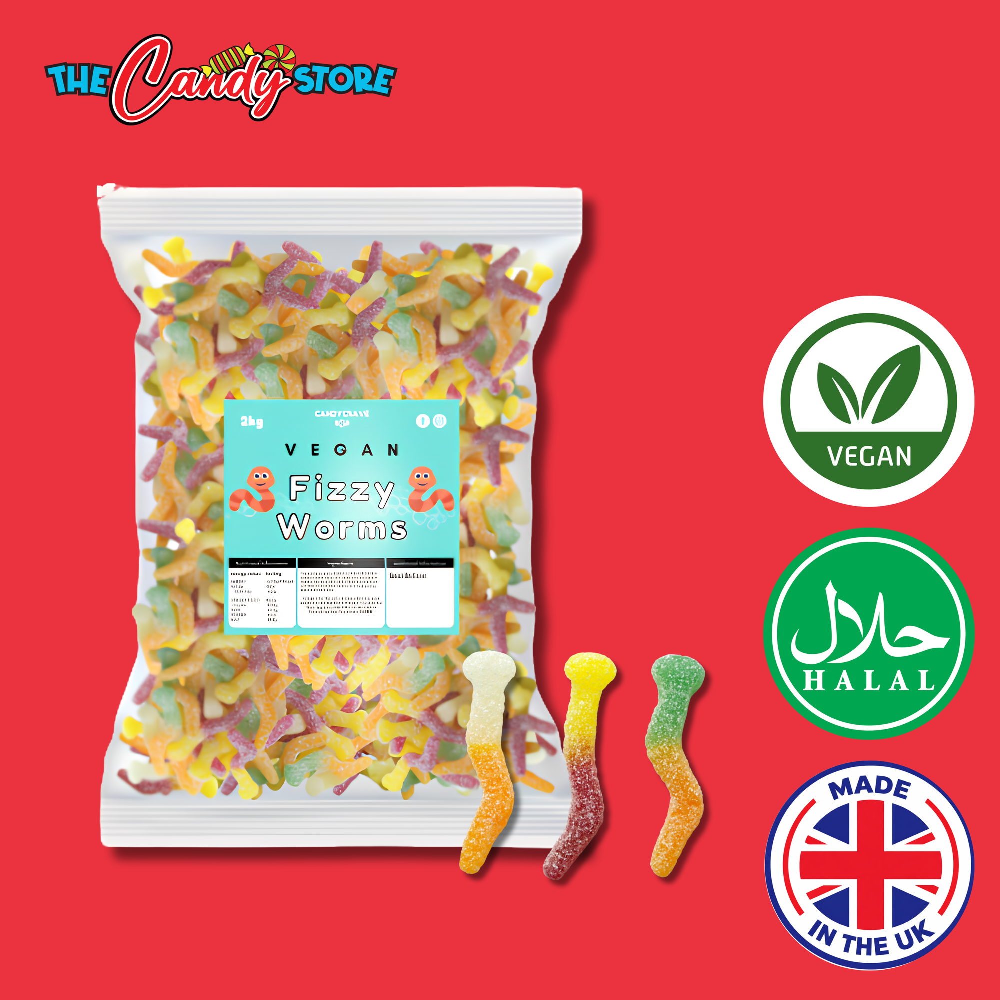 Candycrave Vegan Fizzy Worms 2kg
