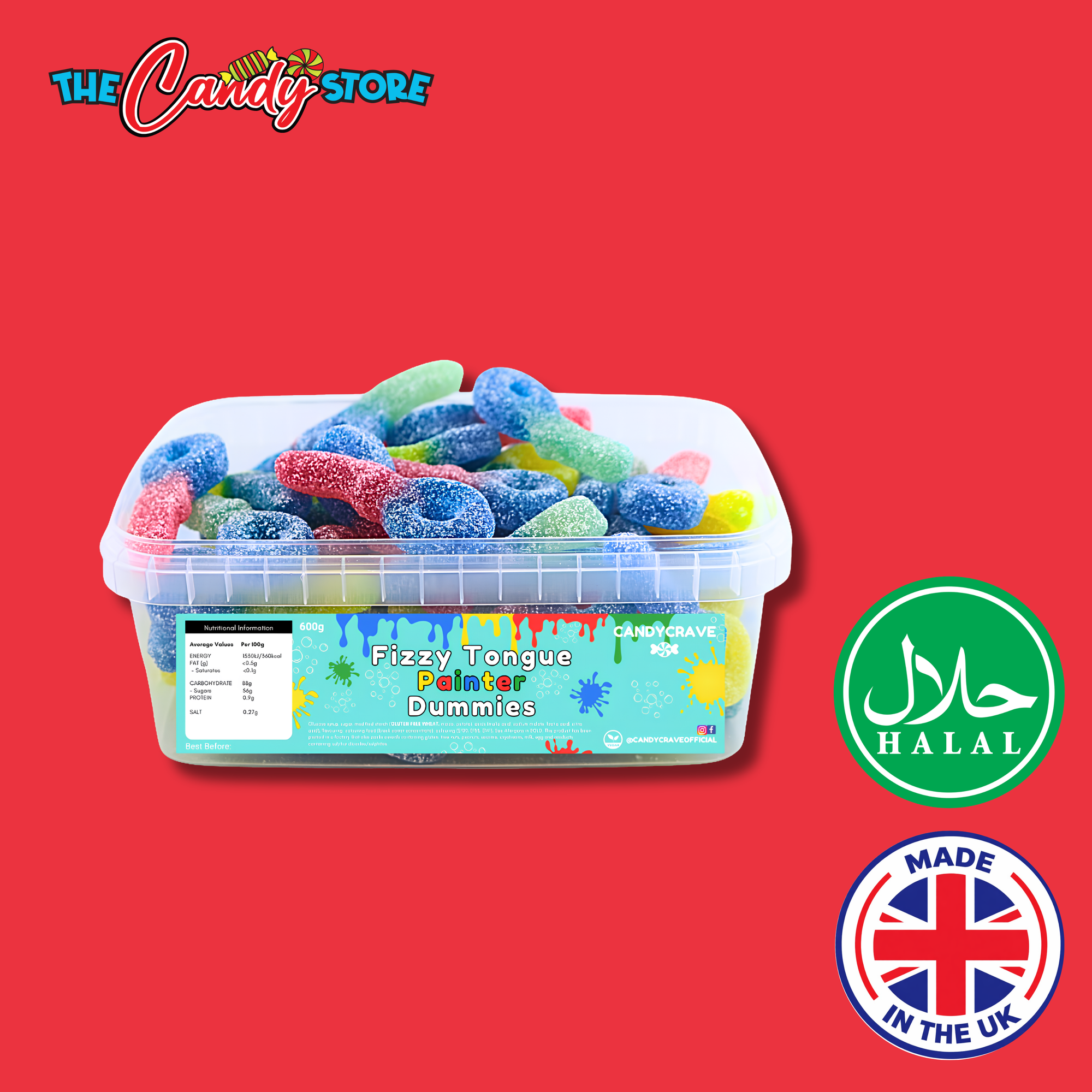 Candycrave Fizzy Tongue Painter Dummies Tub 600g