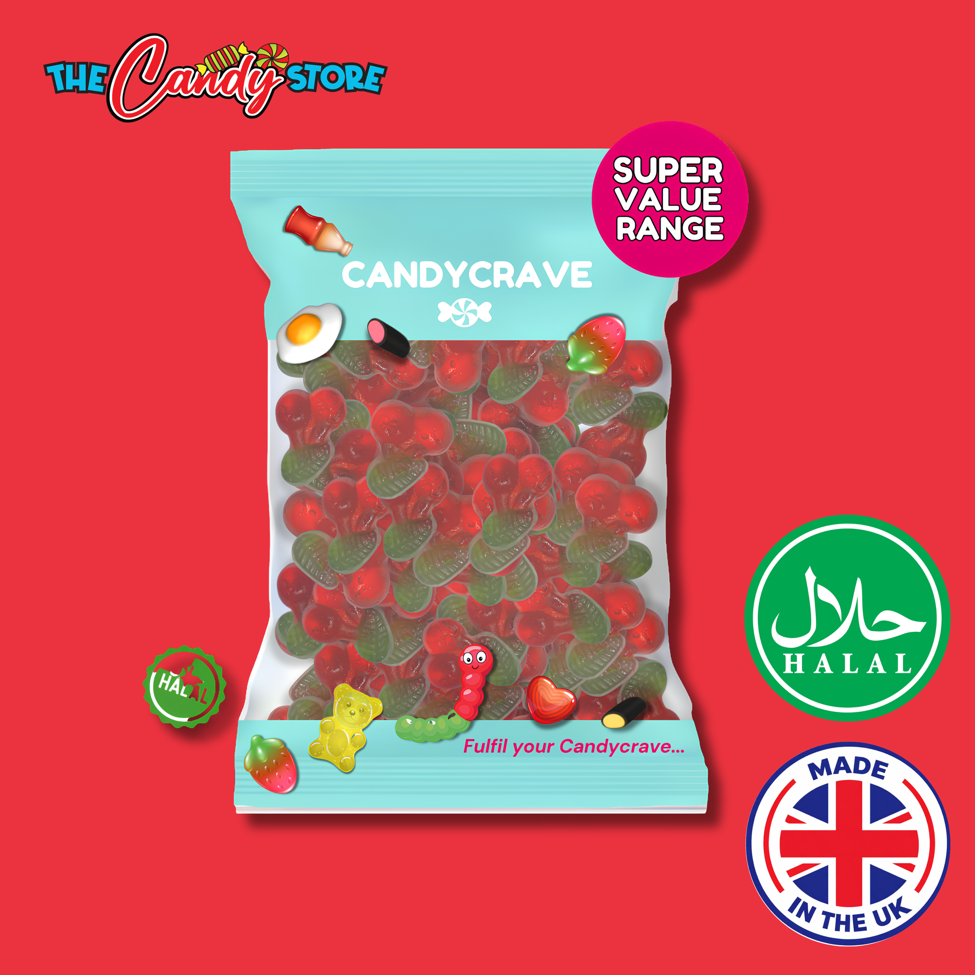 Candycrave Super Value Jelly Cherry 1kg