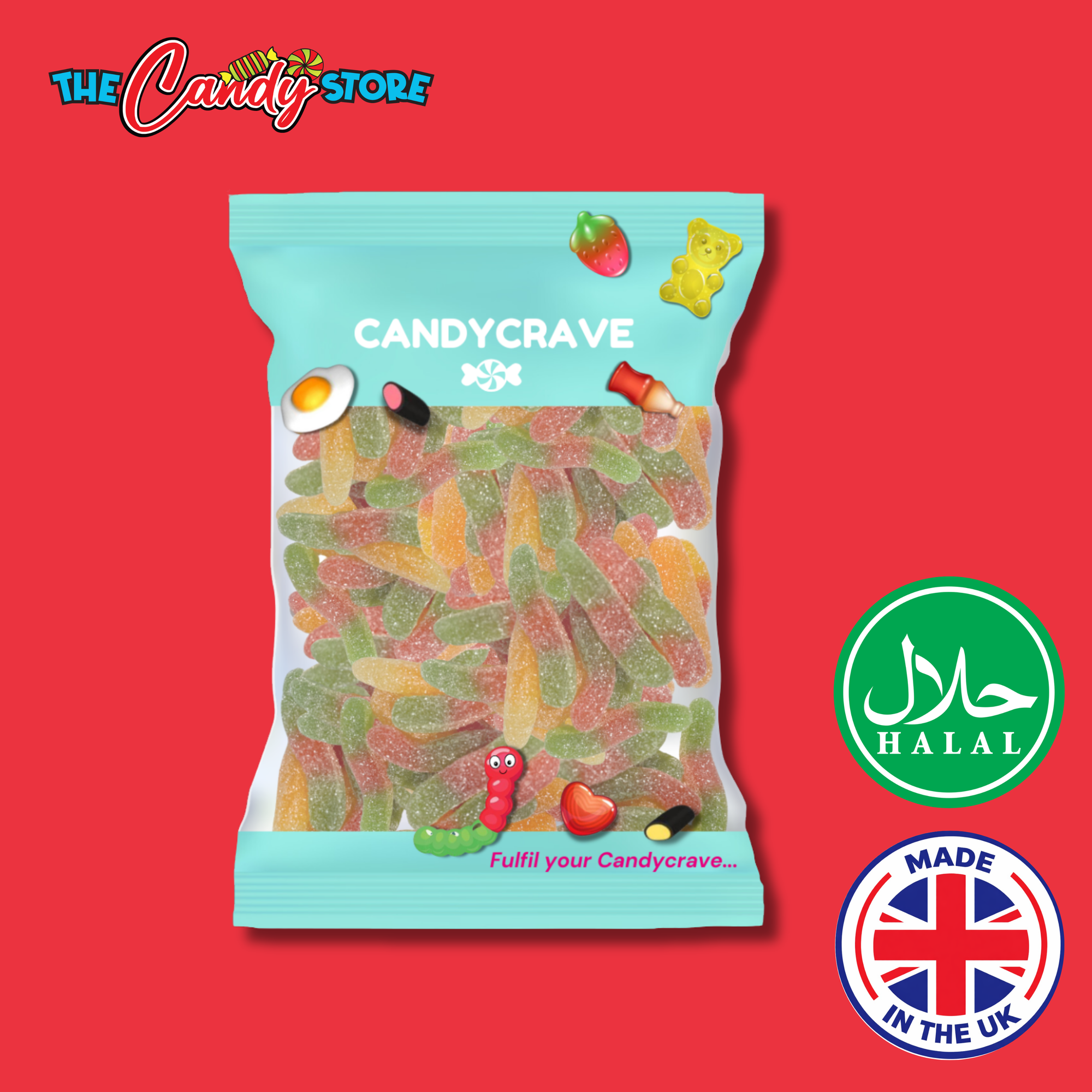 Candycrave Super Value Fizzy Worms 1kg