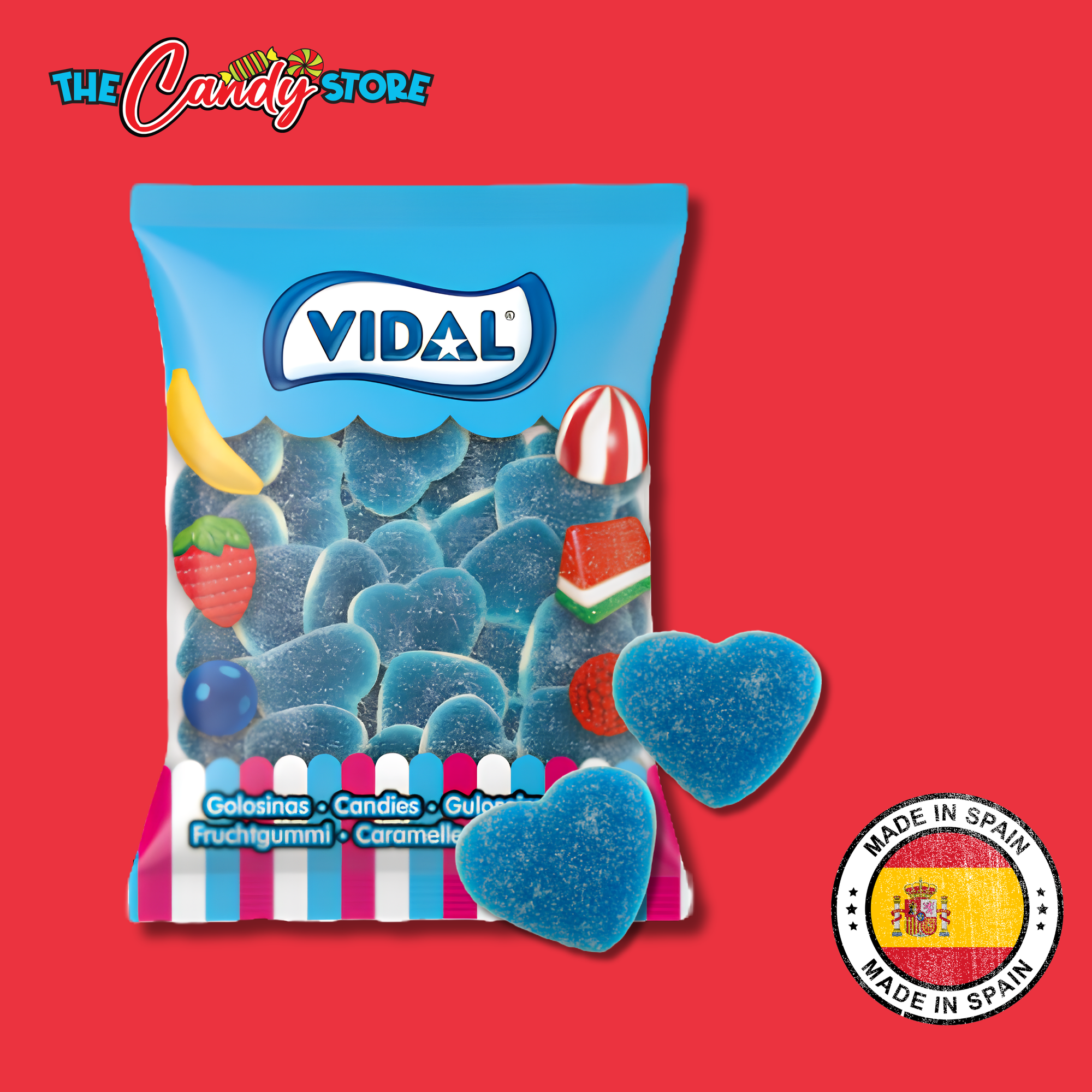 Vidal Giant Fizzy Raspberry Hearts 1kg