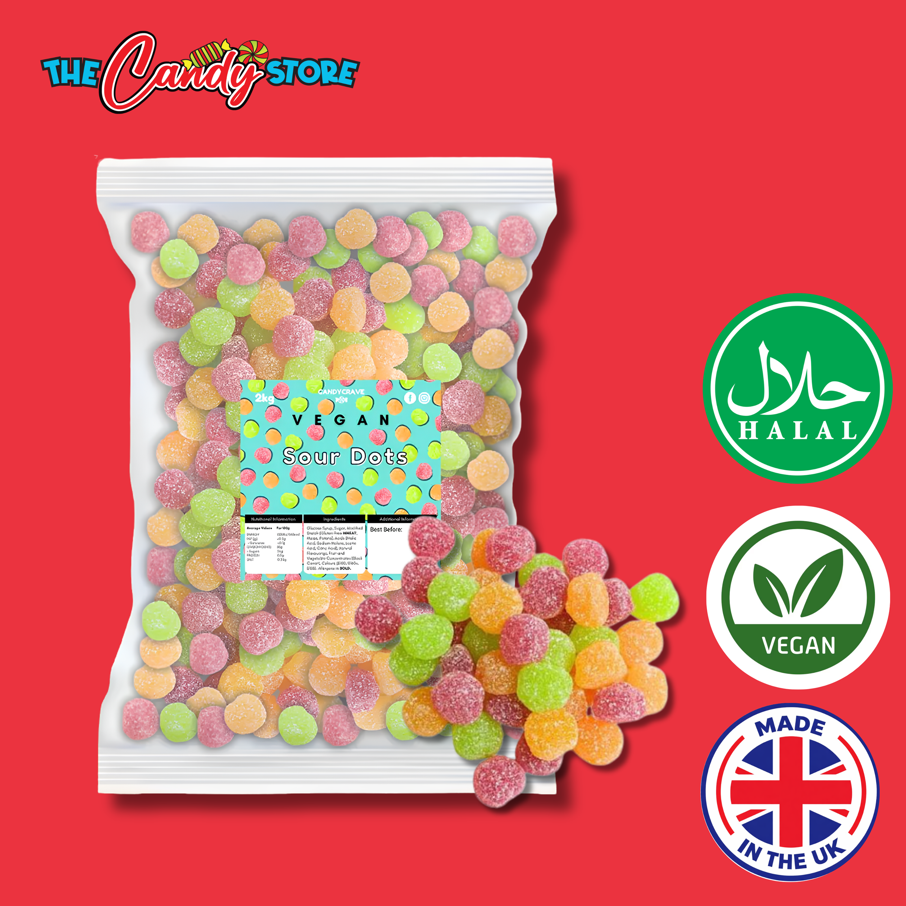 Candycrave Vegan Sour Dots 2kg