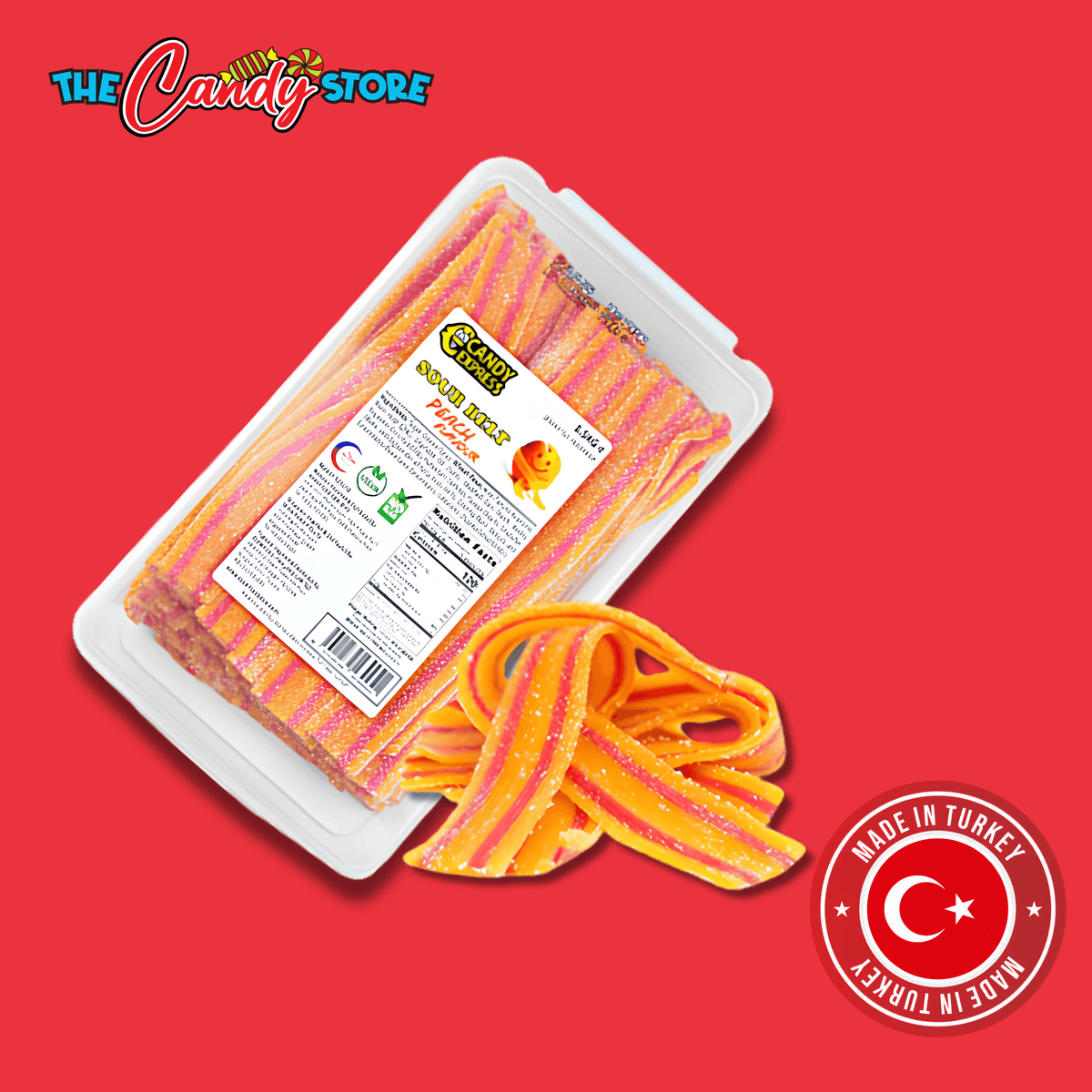 Candy Express Sour Belts Peach (1.5kg Bag)