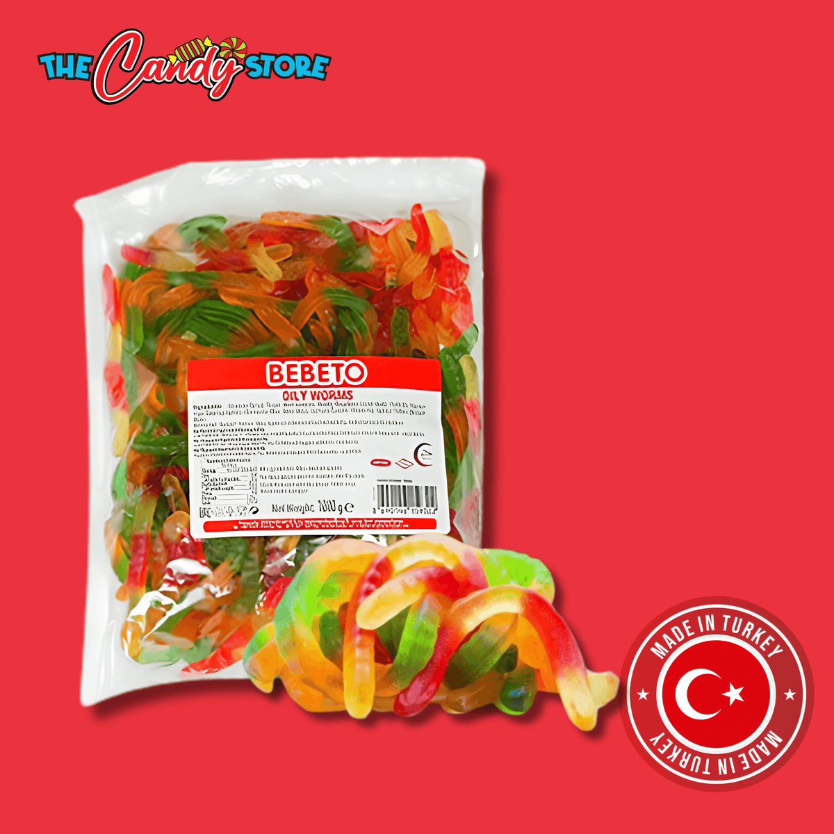 Bebeto 8g Oily Worms (1kg Bag)