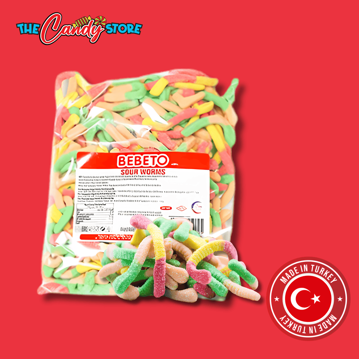 Bebeto 5g Sour Worms (1kg Bag)
