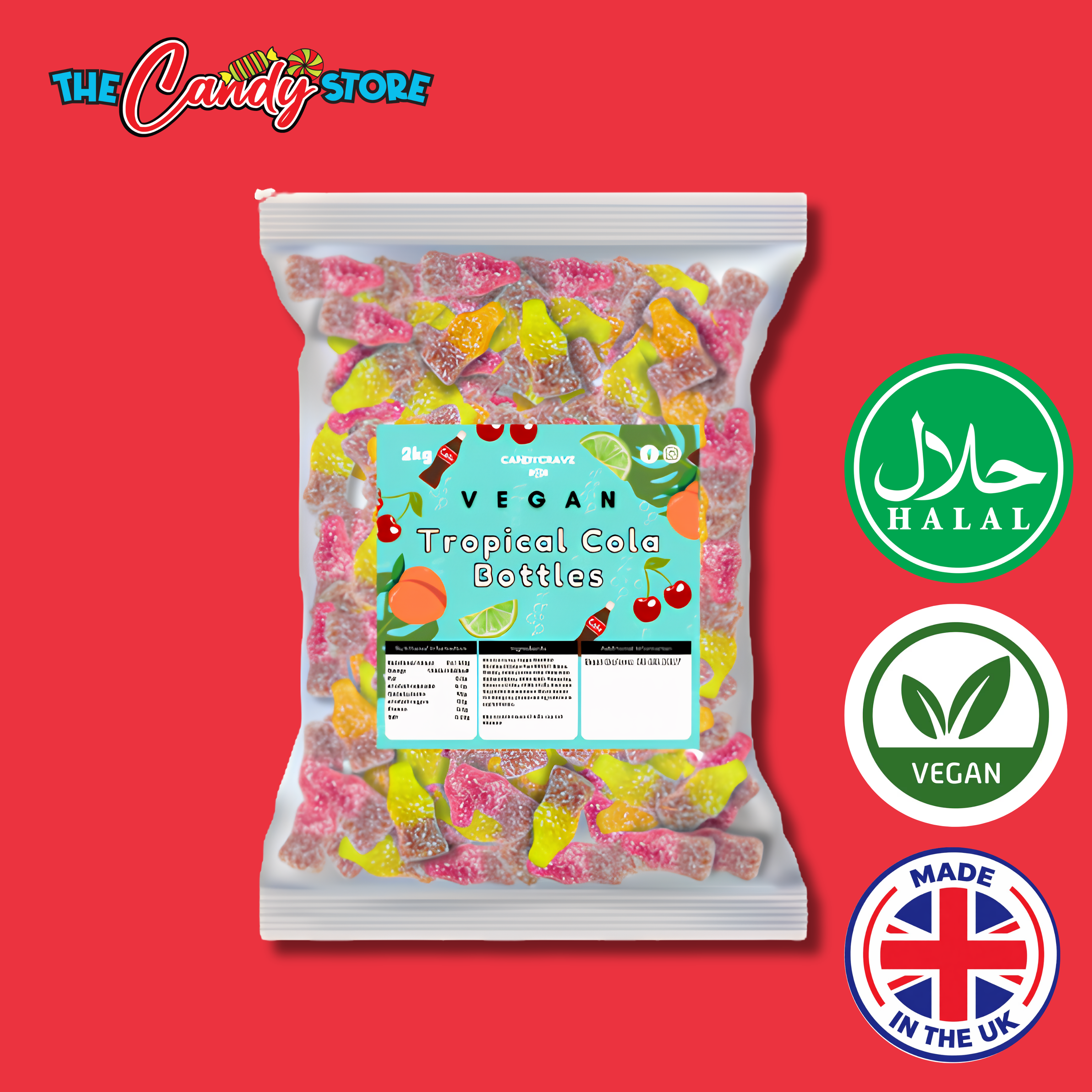 Candycrave Vegan Fizzy Tropical Cola Bottles