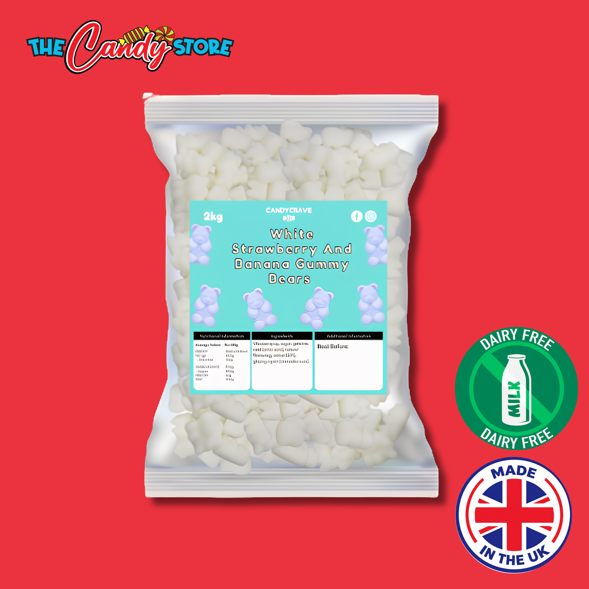 Candycrave White Strawberry and Banana Gummy
Bears