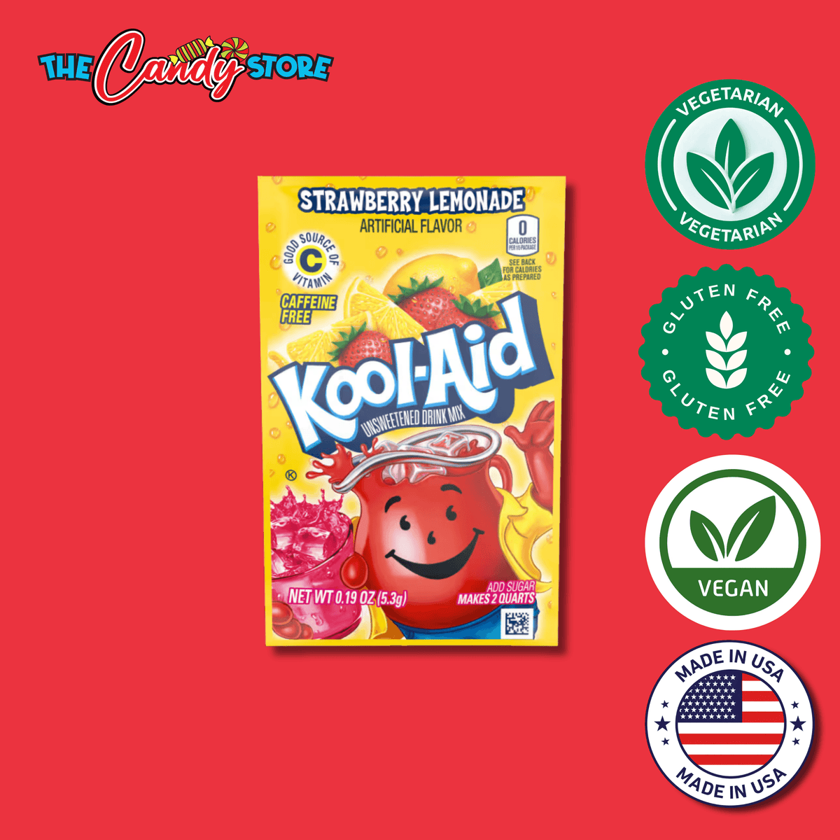 Kool-Aid Unsweetened Strawberry Lemonade, 5.3g