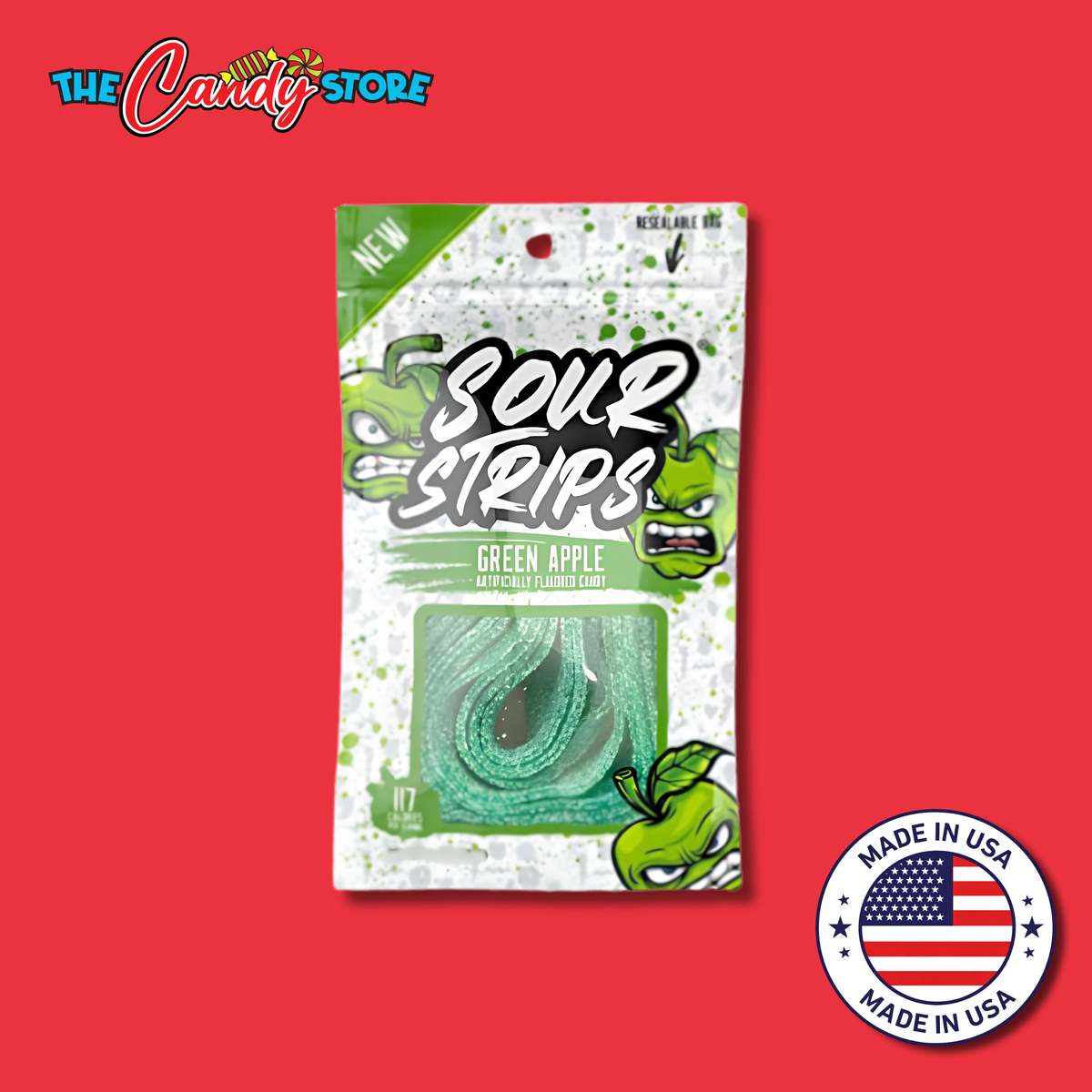 Sour Strips Green Apple, 85g