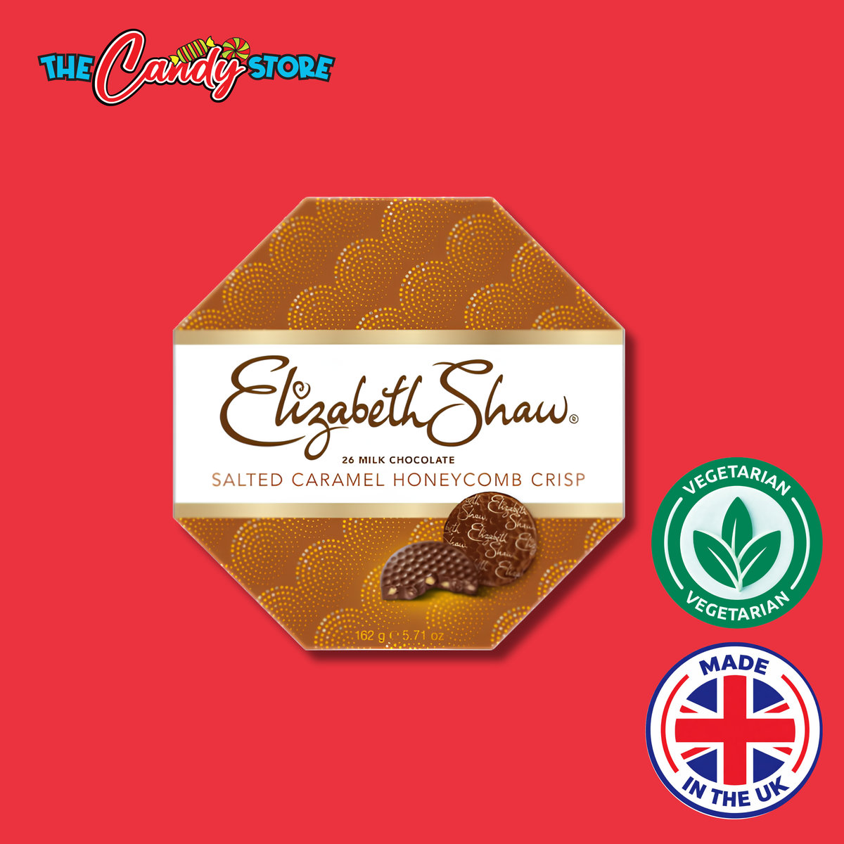 Elizabeth Shaw 26 Milk Chocolate Salted Caramel Honeycomb Crisp, 162g