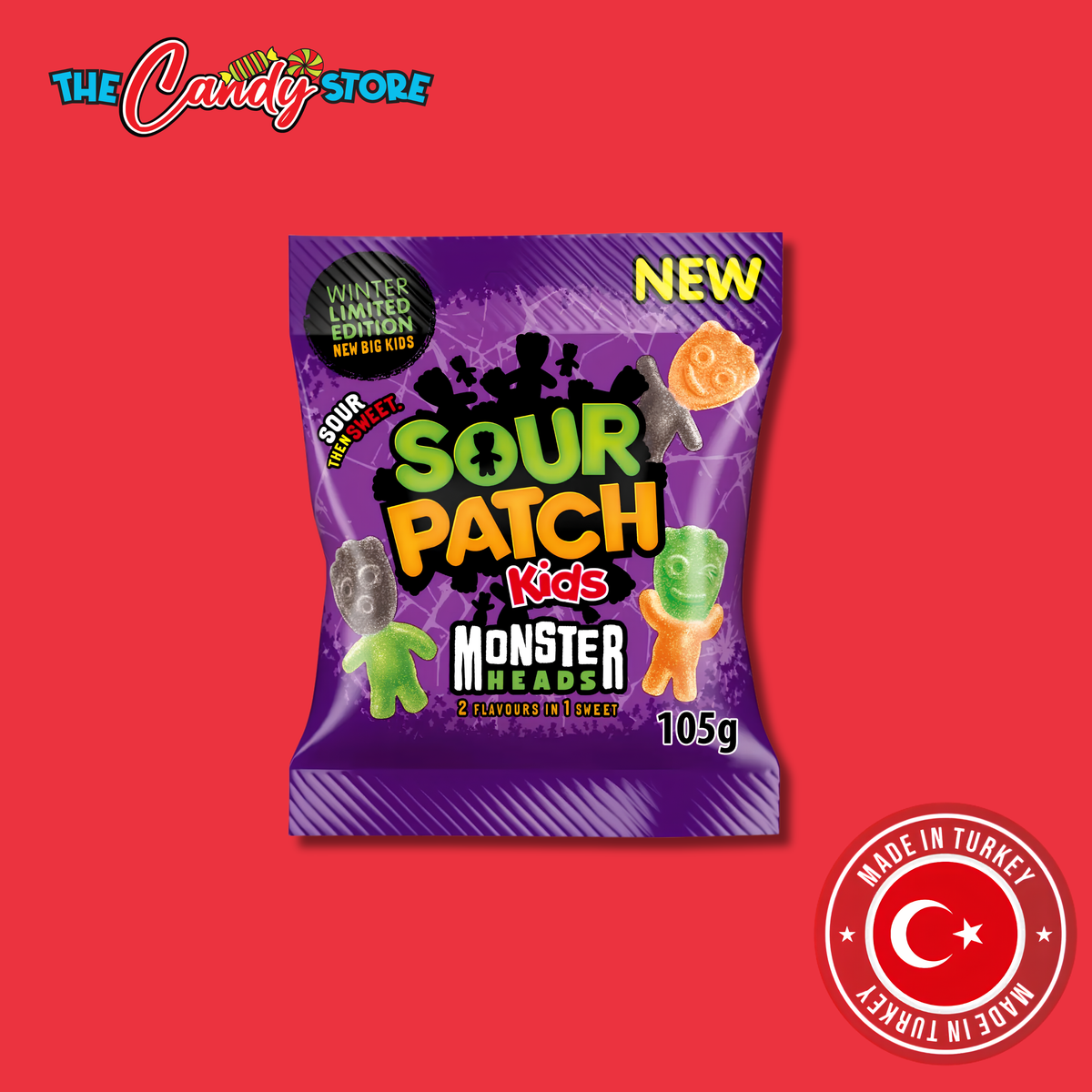 Sour Patch Kids Monster Heads Candy Bag, 105g
