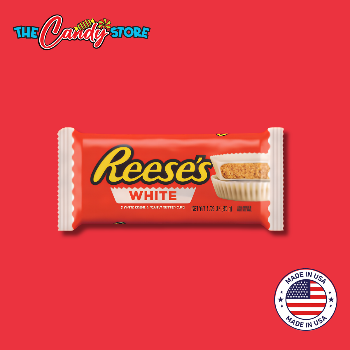 A single Reese's White candy bar wrapper