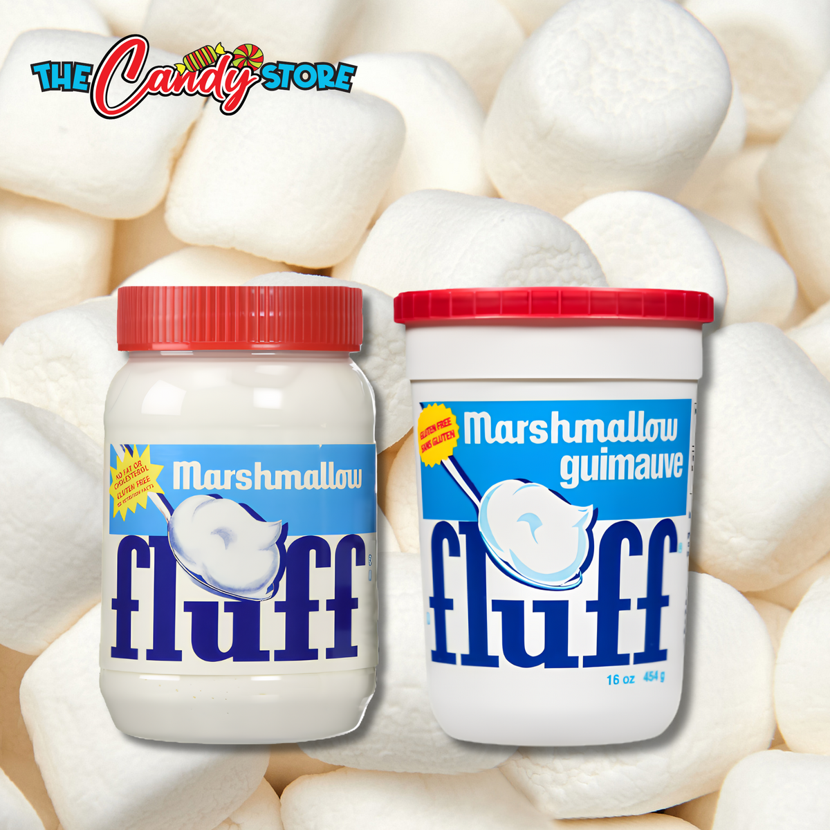 two tubs of marshmallow 