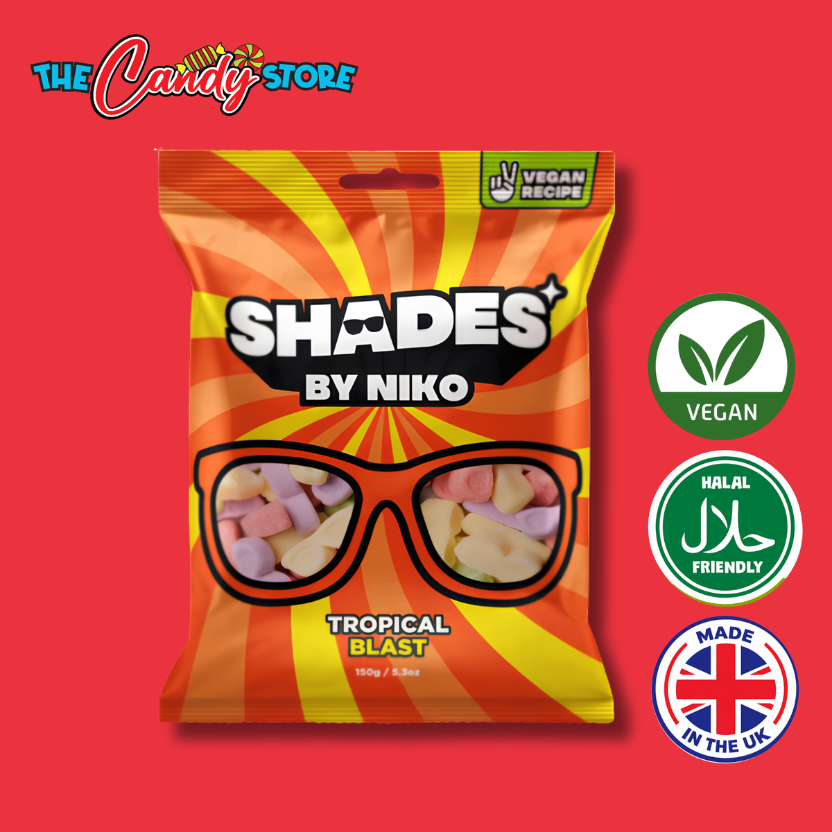 A bag of Shades by Niko Tropical Blast vegan candy