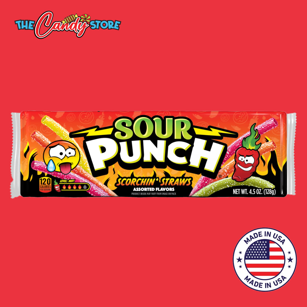 Sour Punch Scorchin Straws Fruity Candy