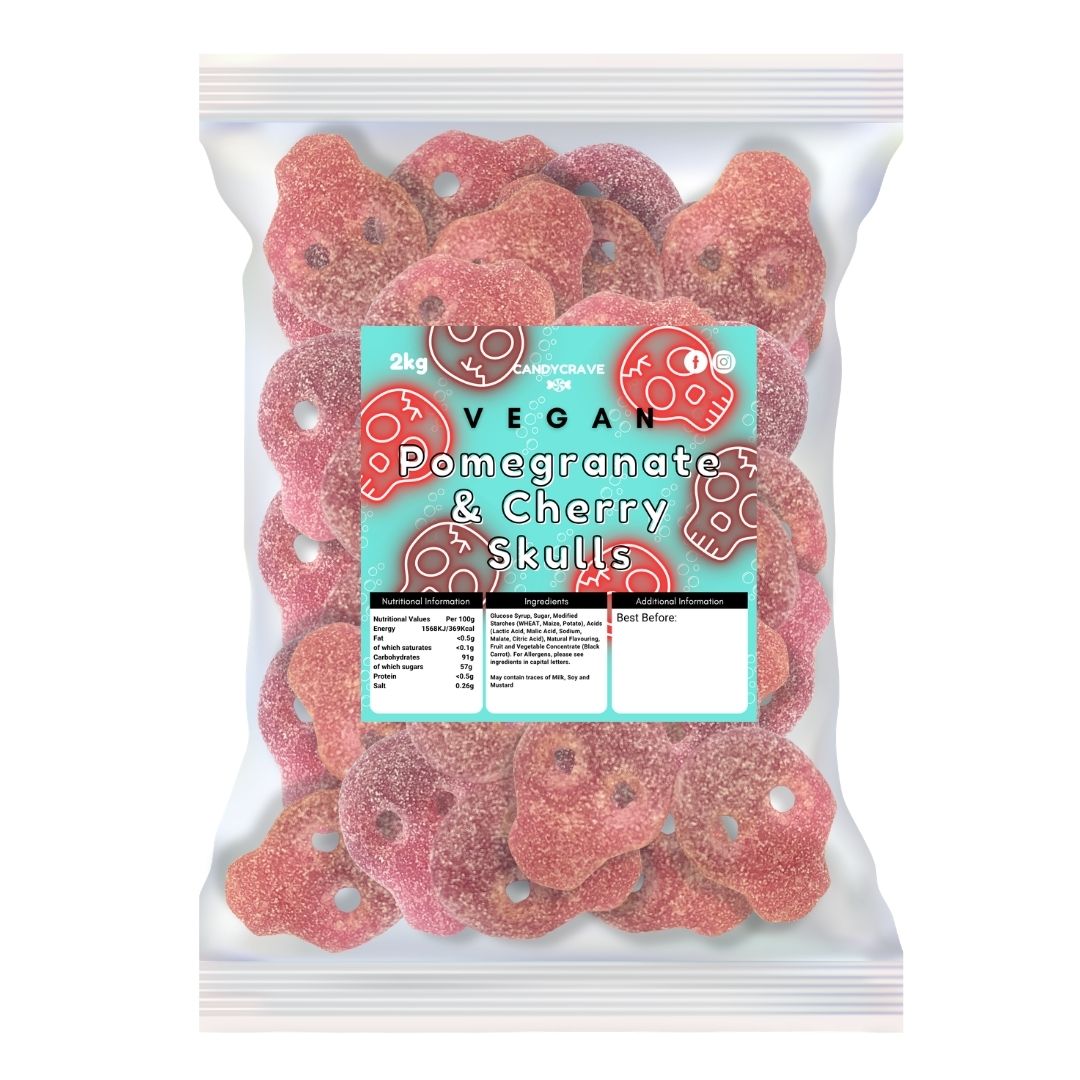 Candycrave Vegan Fizzy Pomegranate & Cherry Skulls 2kg