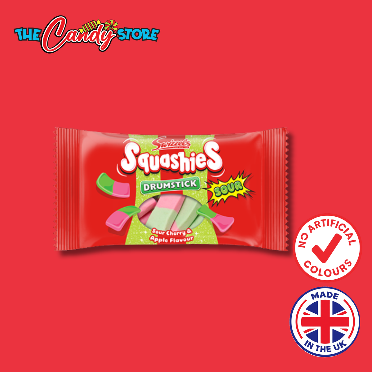 a bag of swizzels squashies sour cherry and apple flavour