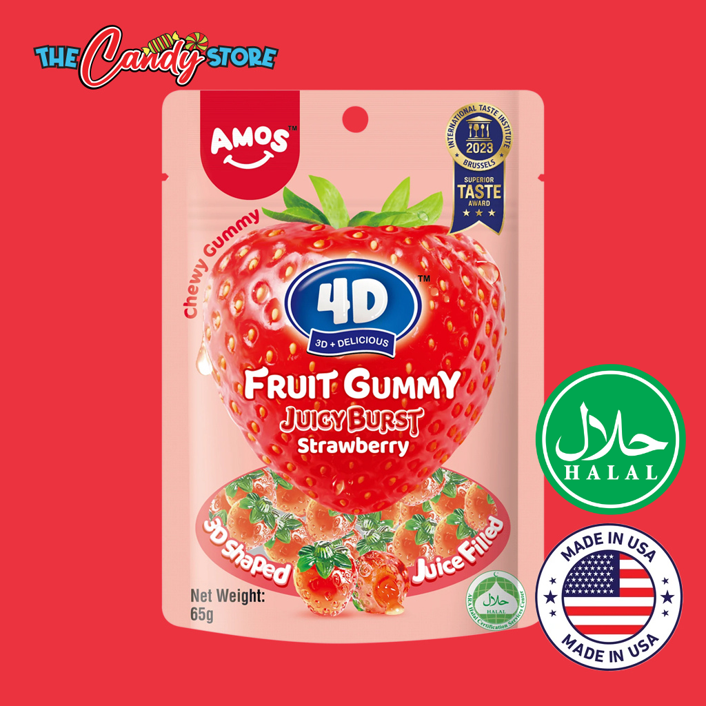 Amos 4D Strawberry Burst Fruit Gummy (Halal)