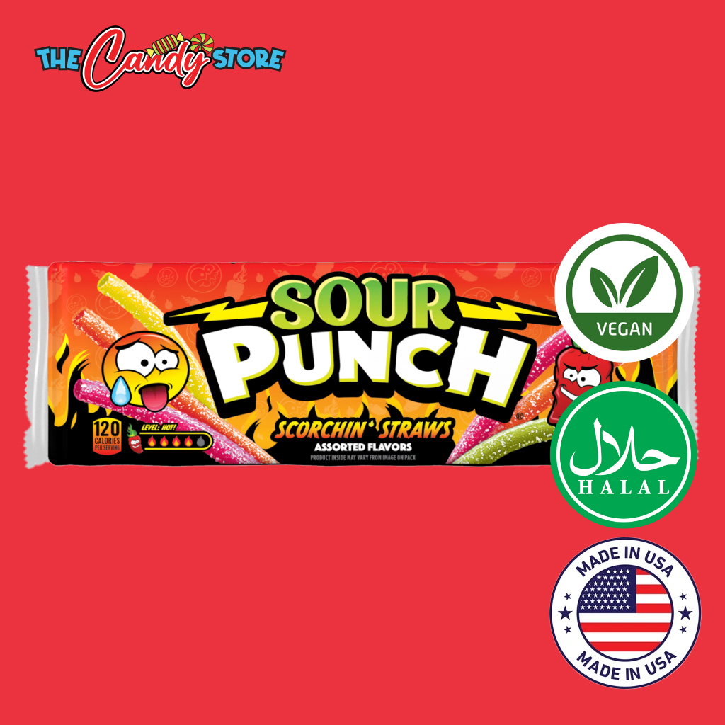 Sour Punch Scorchin Straws Fruity Candy