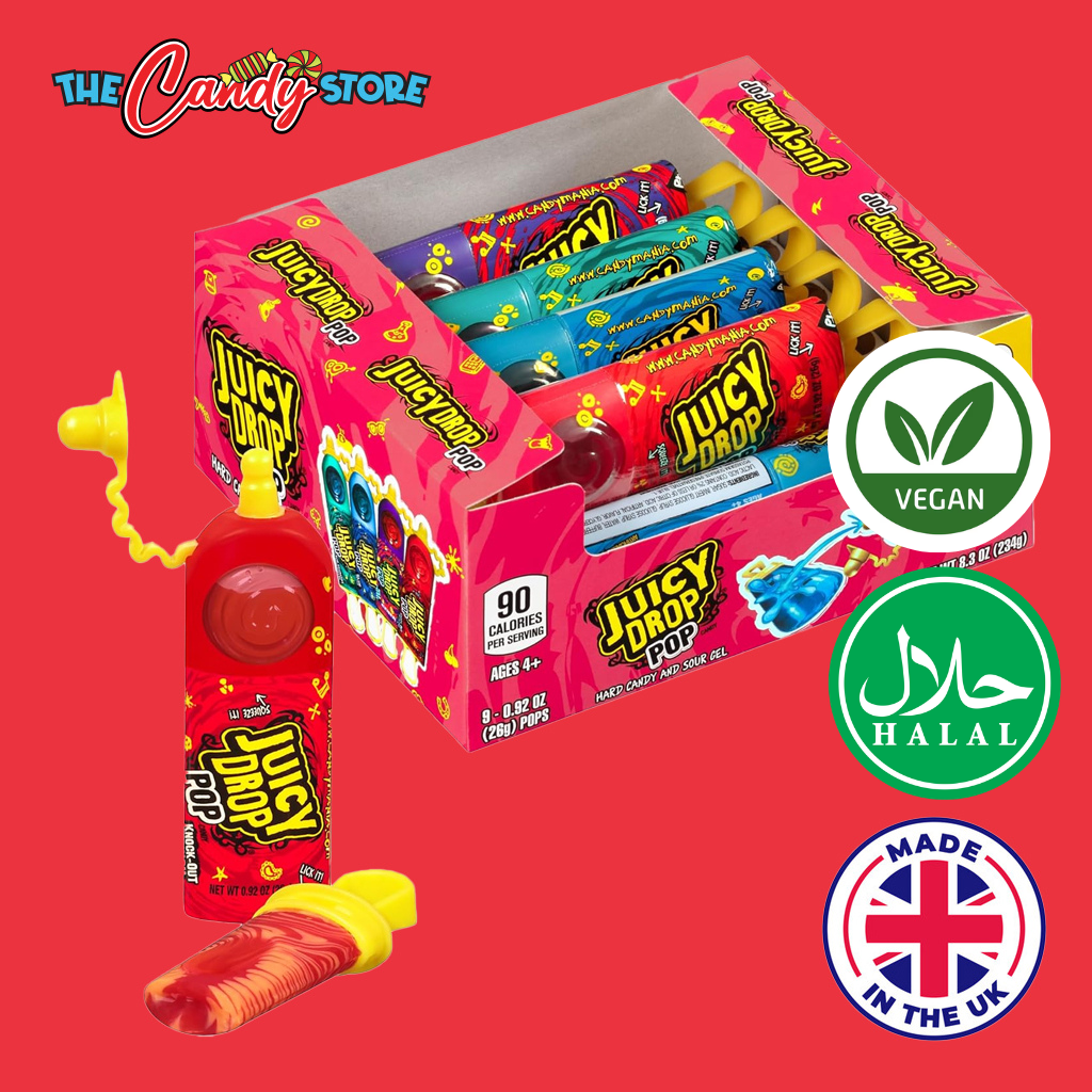 Juicy Drop POP Hard Candy With Sour Gel Assorted Lollipops