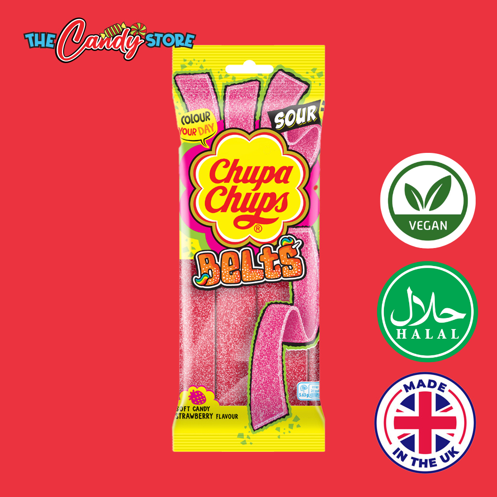 Chupa Chups Sour Strawberry Belts Soft Candy