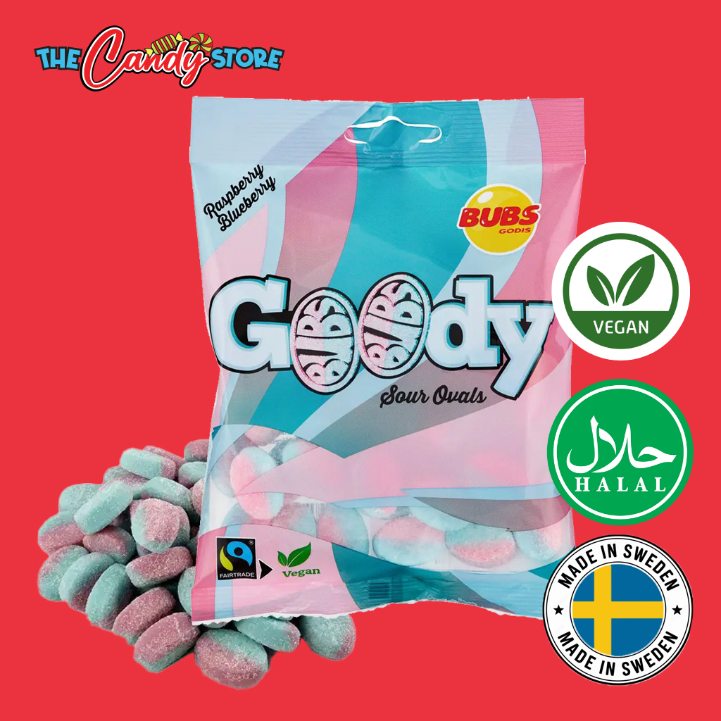 Goody Raspberry Blueberry Sour Ovals Swedish Candy