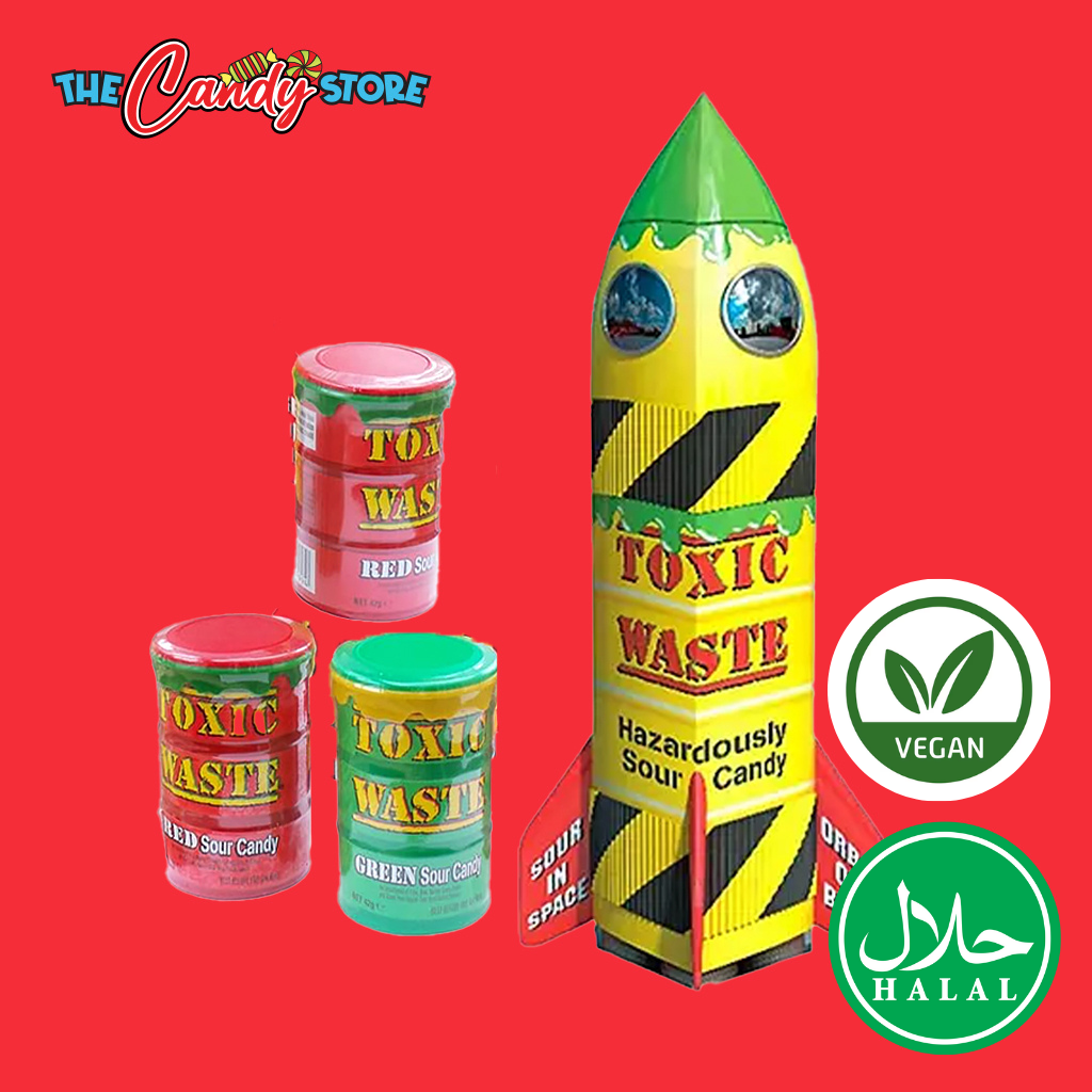 Toxic Waste Sour Candy Rocket Gift Box