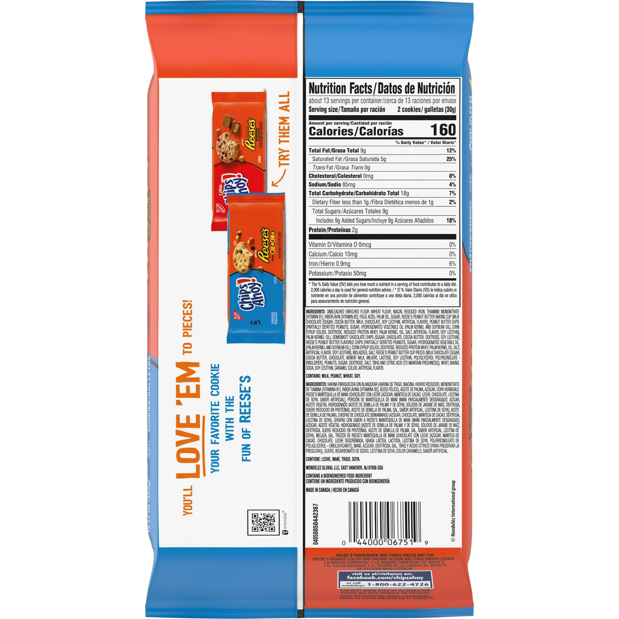 Chips Ahoy! X Reese's Peanut Butter Choc Chip Soft Cookie